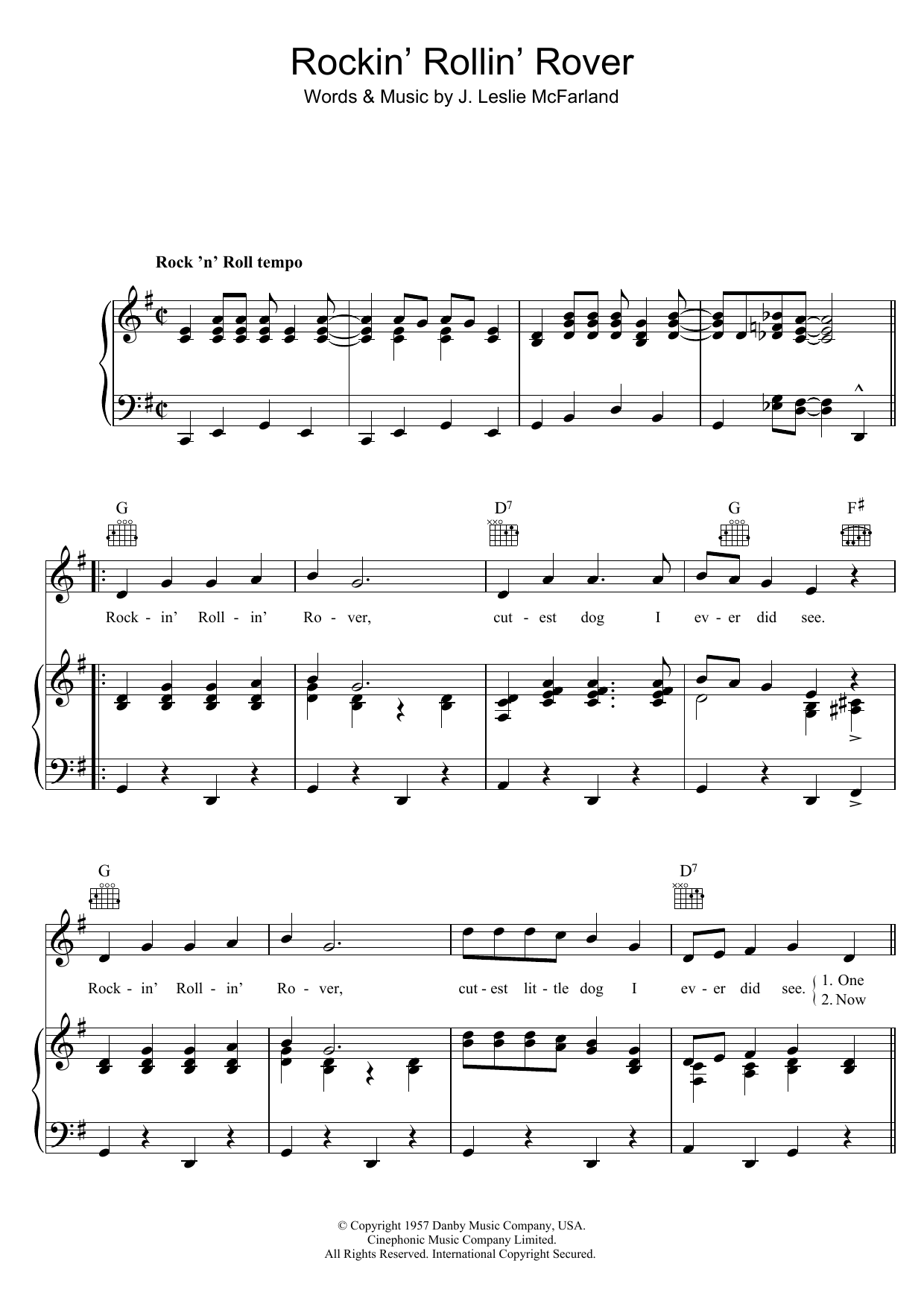 Rockin' Rollin' Rover (Piano, Vocal & Guitar Chords) von Bill Haley & His Comets