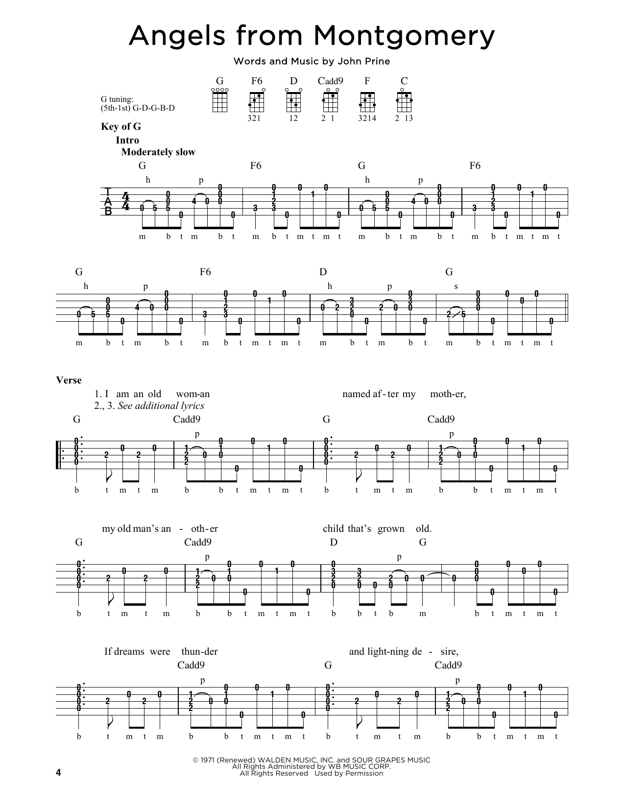 Angels From Montgomery (Banjo Tab) von John Prine