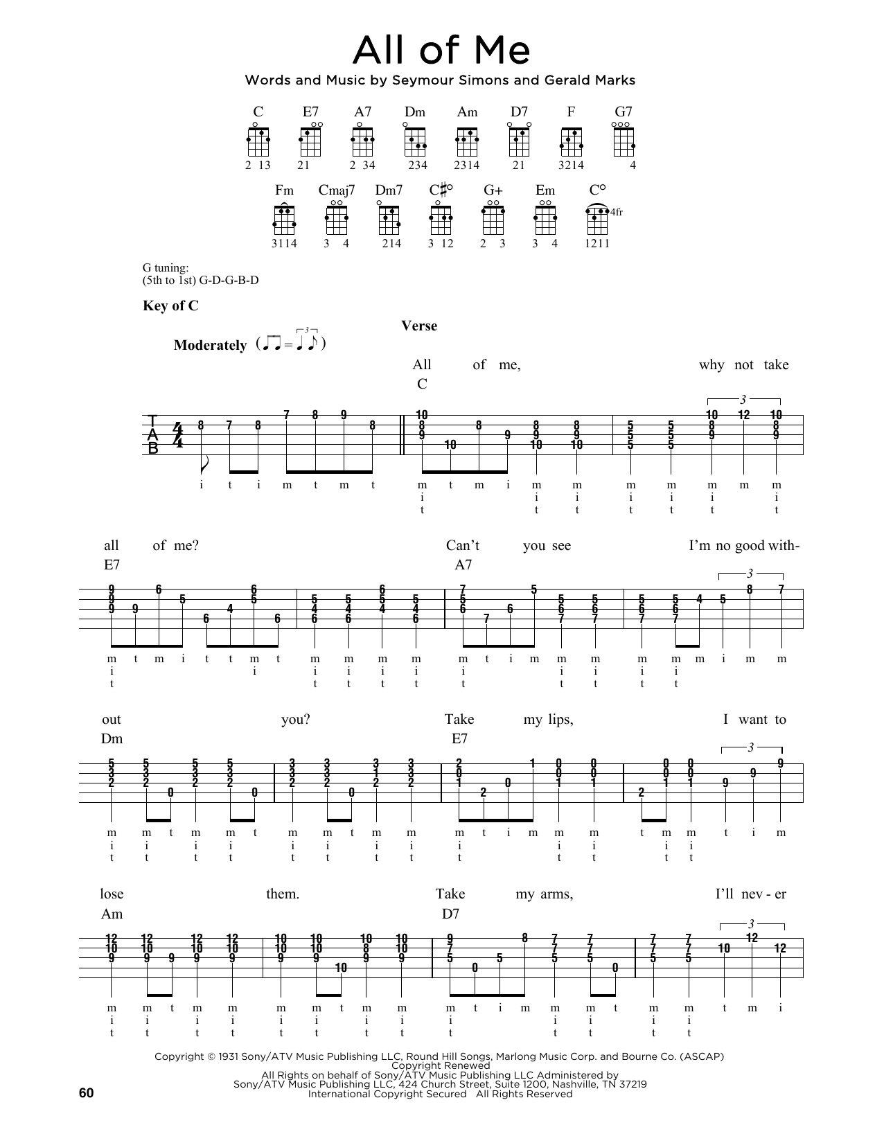 All Of Me (Banjo Tab) von Seymour Simons