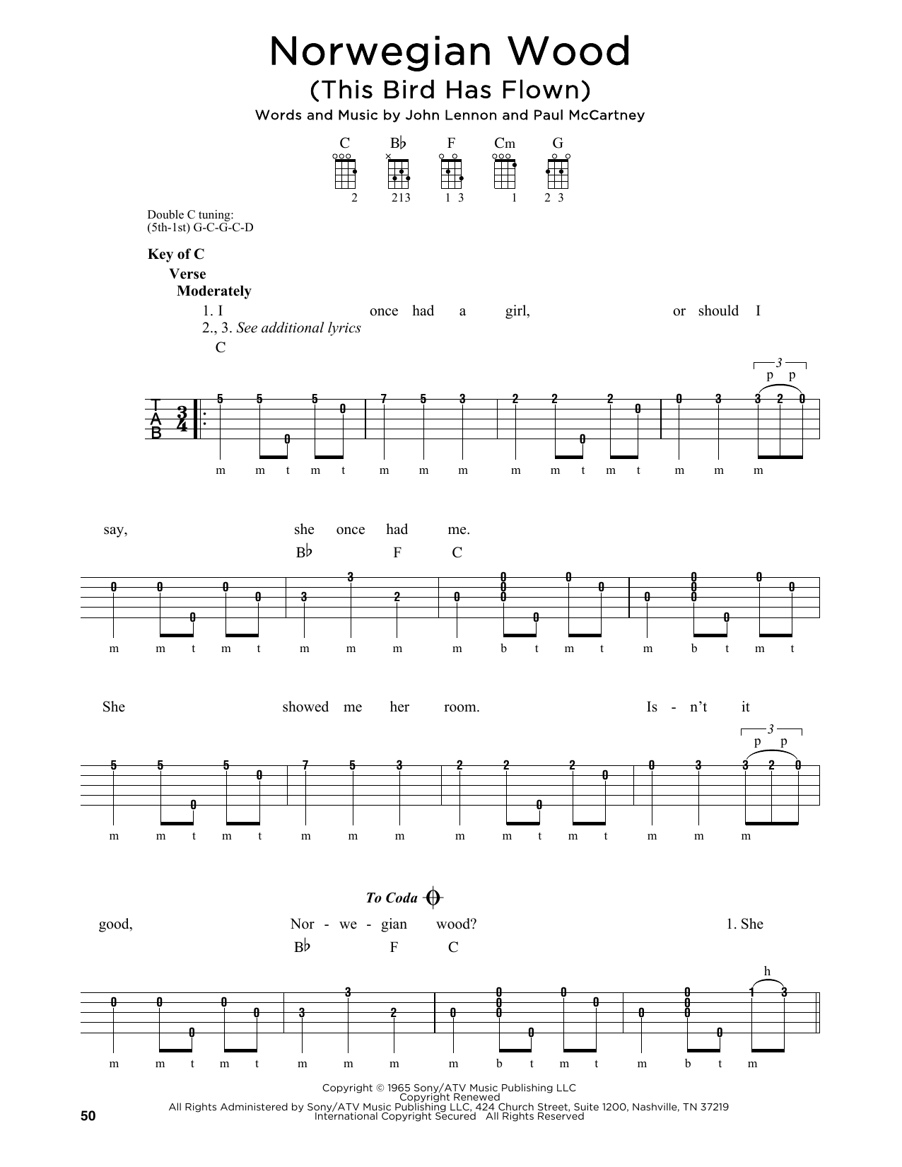 Norwegian Wood (This Bird Has Flown) (Banjo Tab) von The Beatles