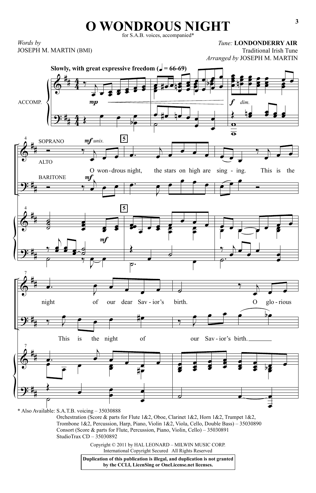 O Wondrous Night (SAB Choir) von Joseph M. Martin