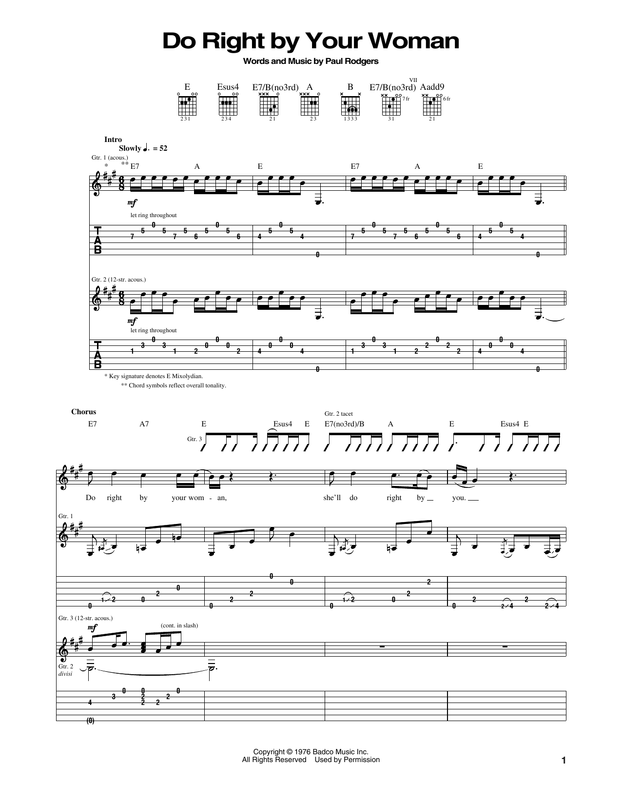 Do Right By Your Woman (Guitar Tab) von Bad Company