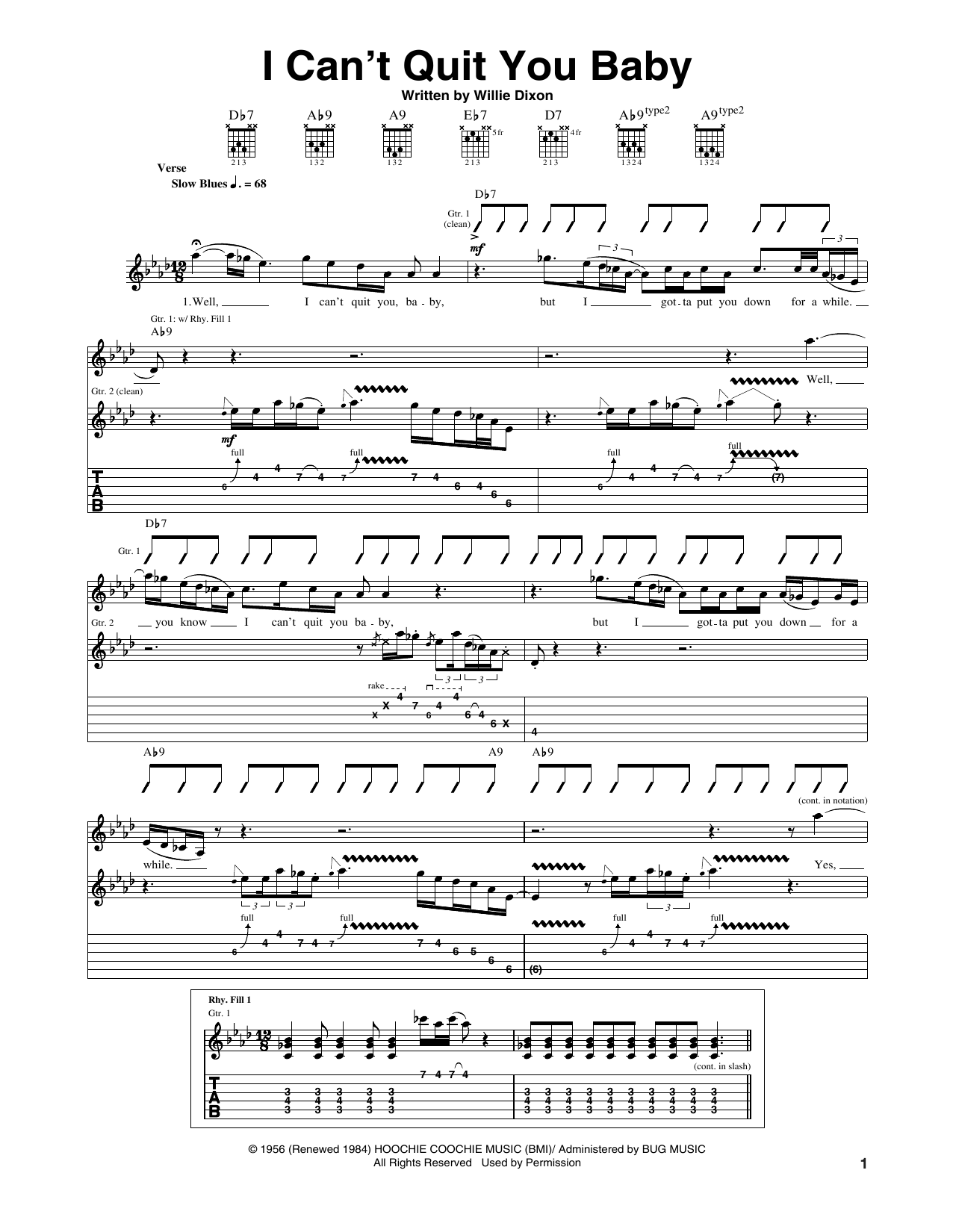 I Can't Quit You Baby (Guitar Tab) von Otis Rush