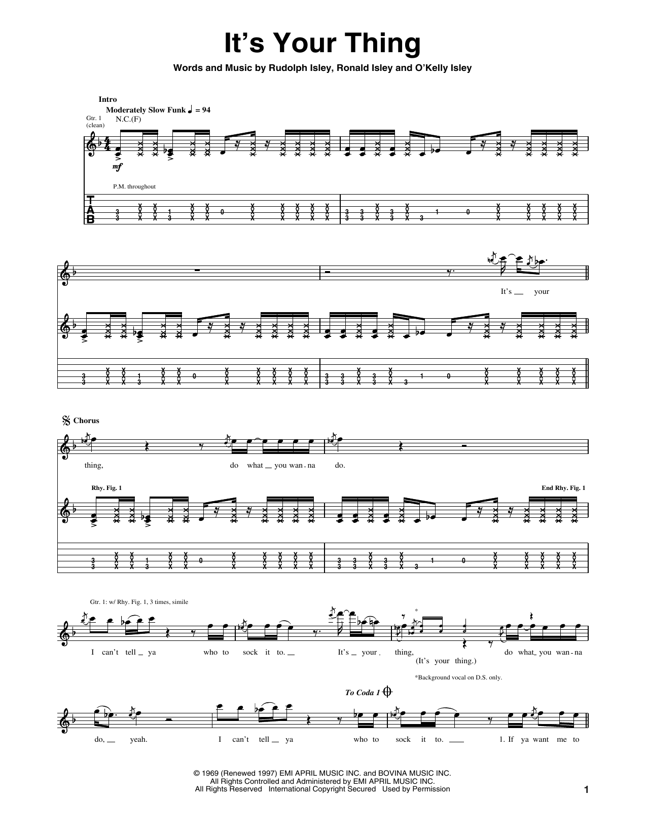 It's Your Thing (Guitar Tab) von The Isley Brothers