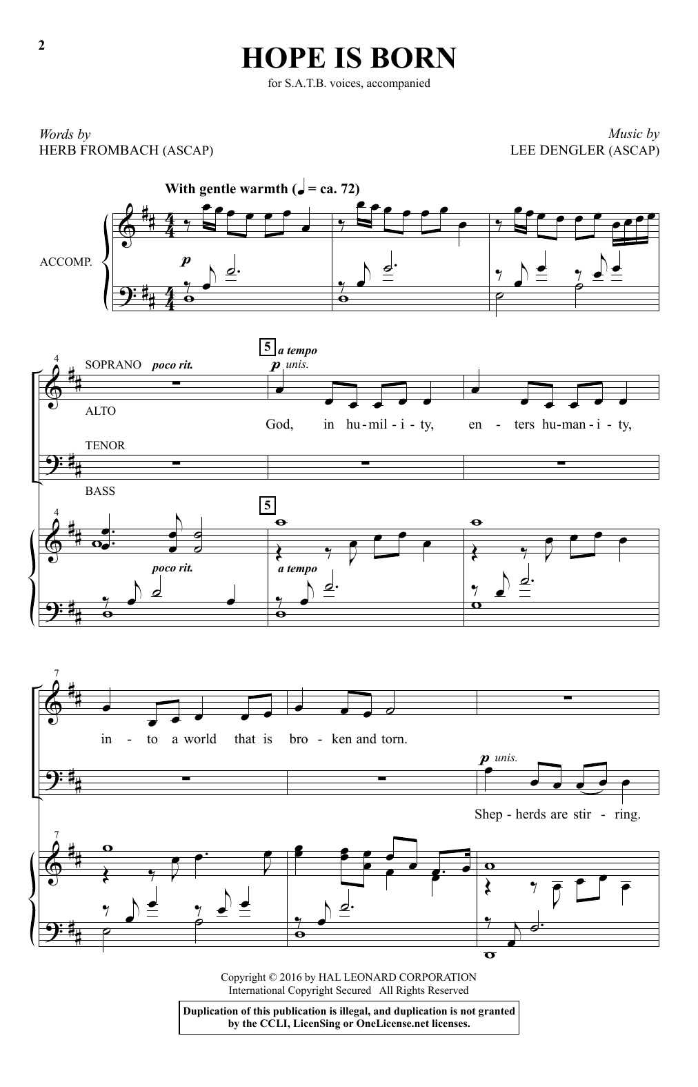 Hope Is Born (SATB Choir) von Lee Dengler