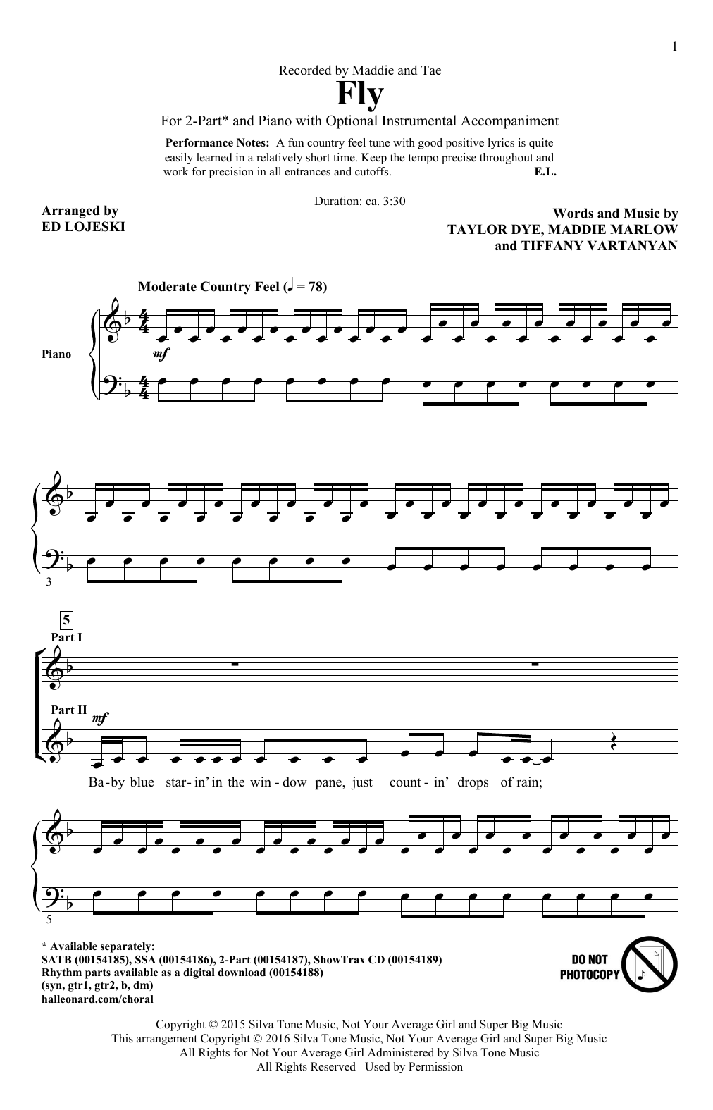 Fly (2-Part Choir) von Ed Lojeski