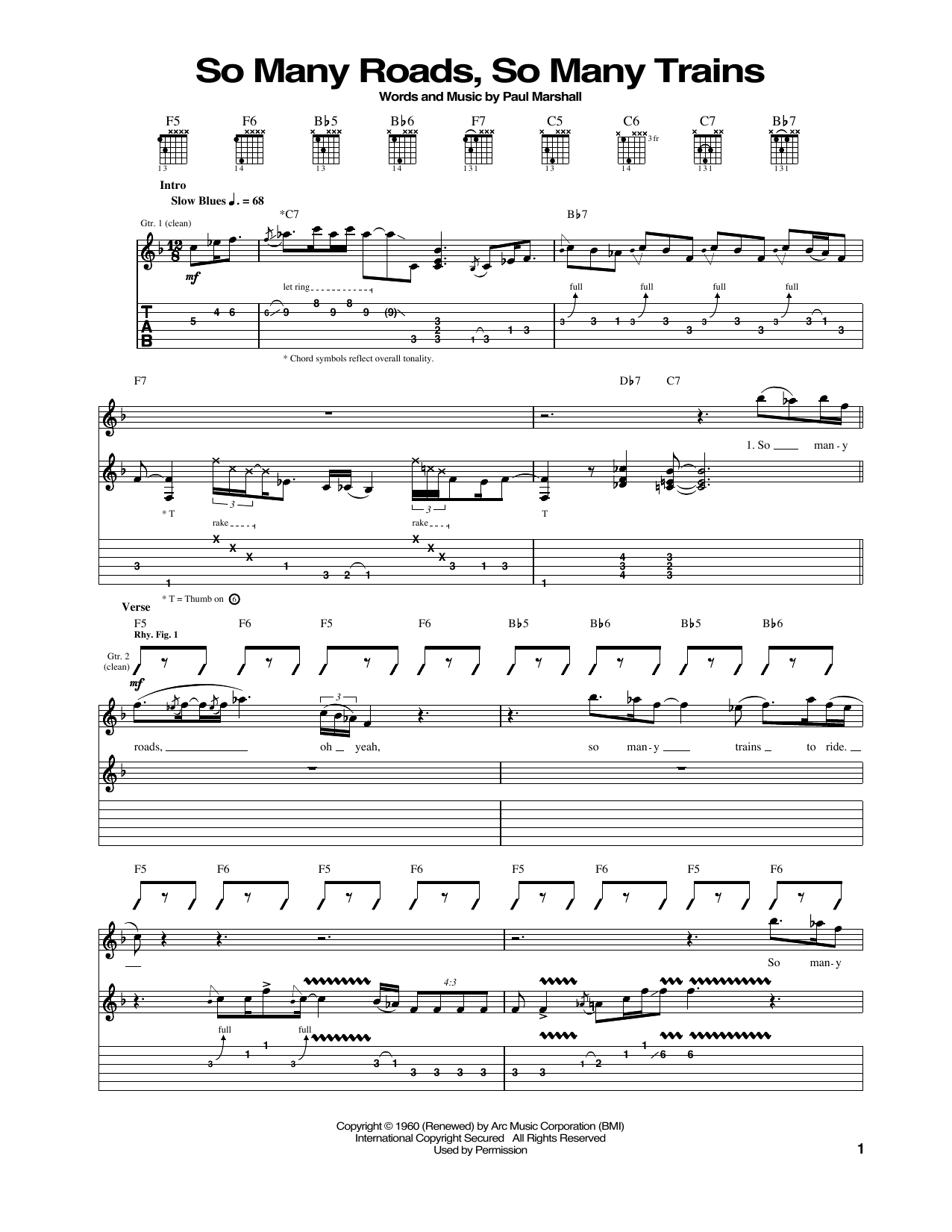 So Many Roads, So Many Trains (Guitar Tab) von Otis Rush