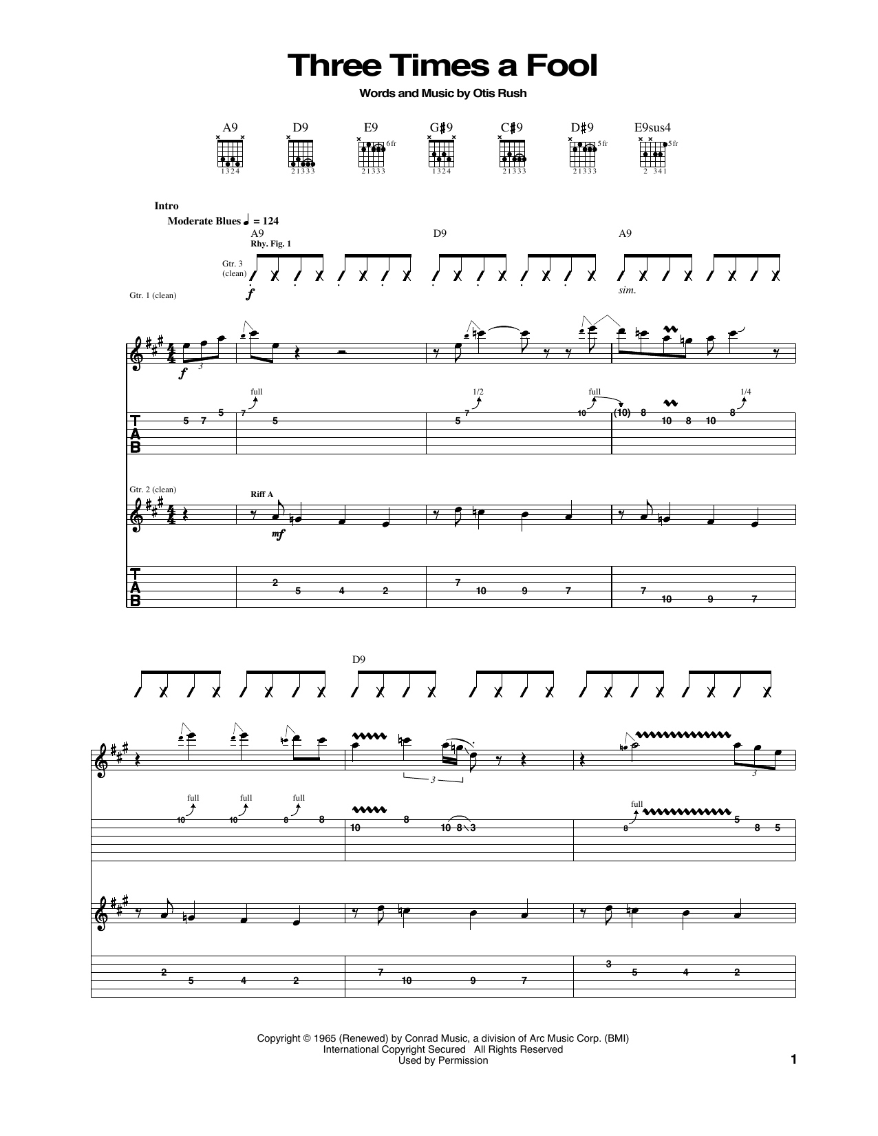 Three Times A Fool (Guitar Tab) von Otis Rush