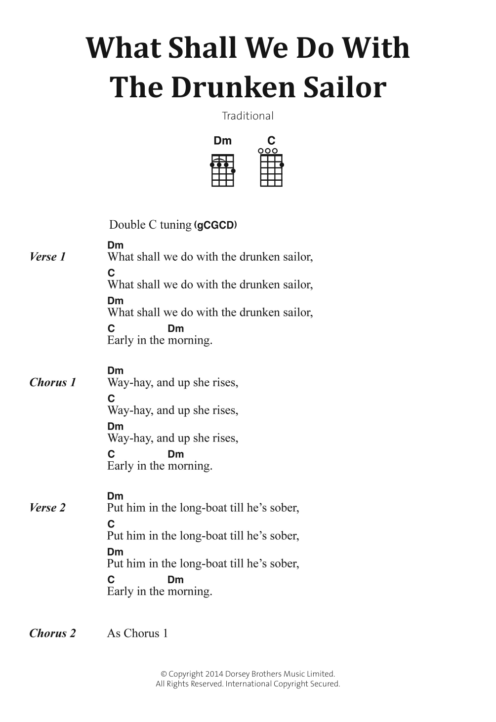 What Shall We Do With The Drunken Sailor (Ukulele Chords/Lyrics) von Traditional