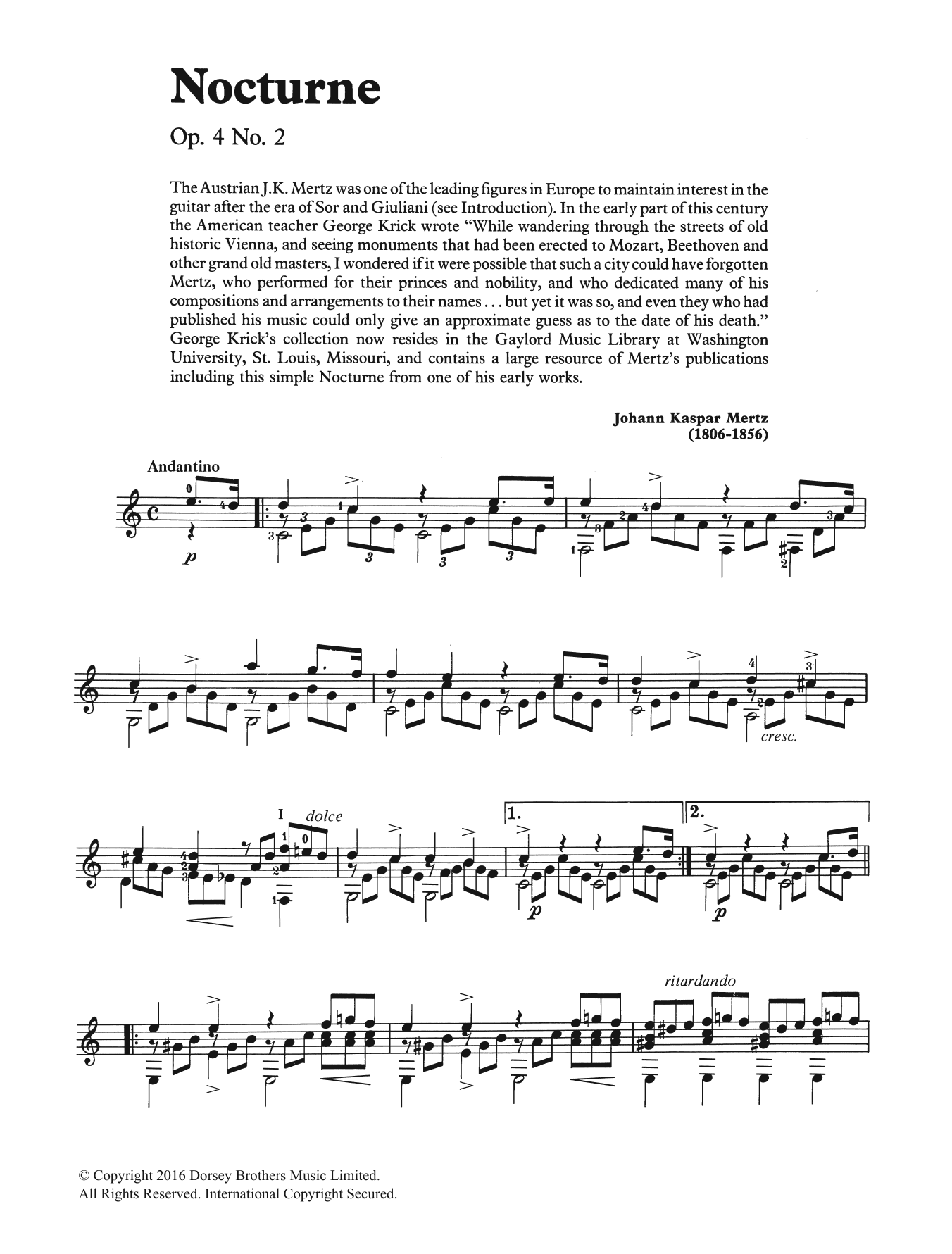 Nocturne (Easy Guitar) von Johann Kaspar Mertz