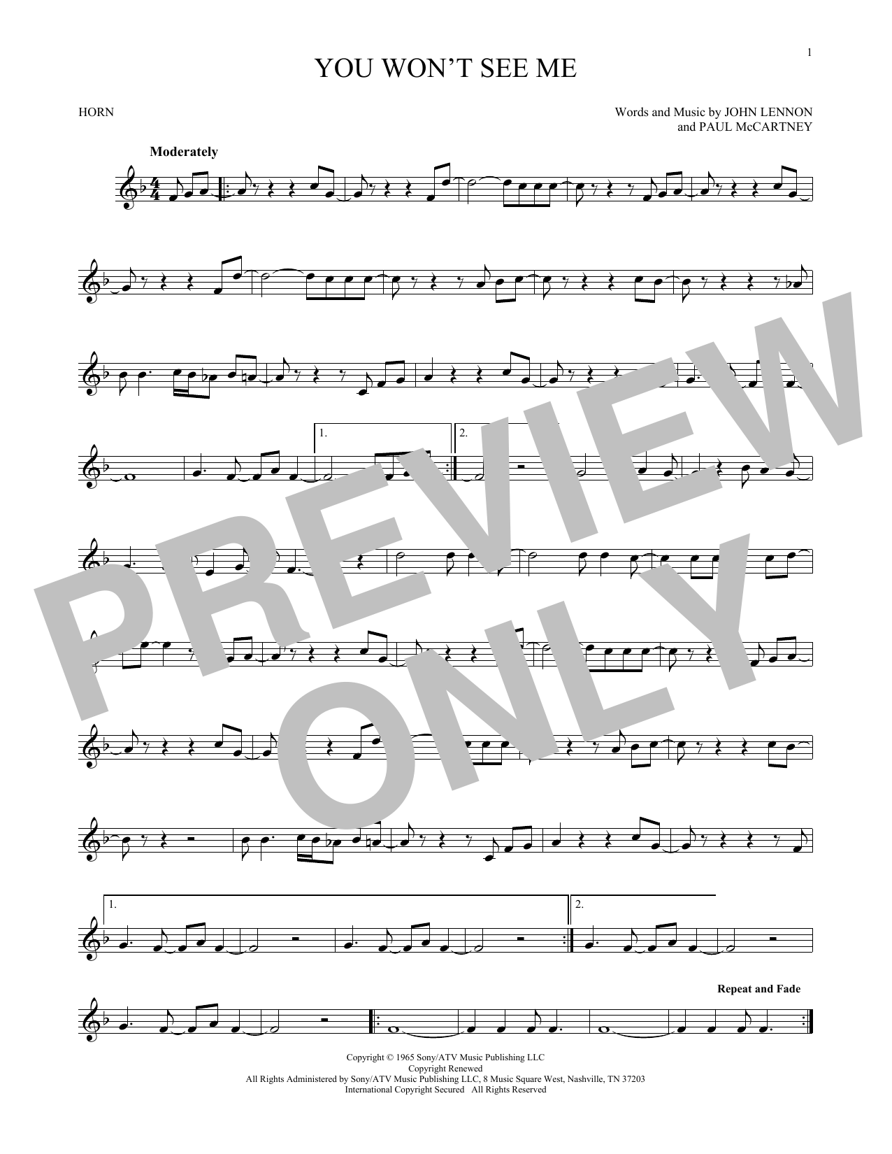 You Won't See Me (French Horn Solo) von The Beatles