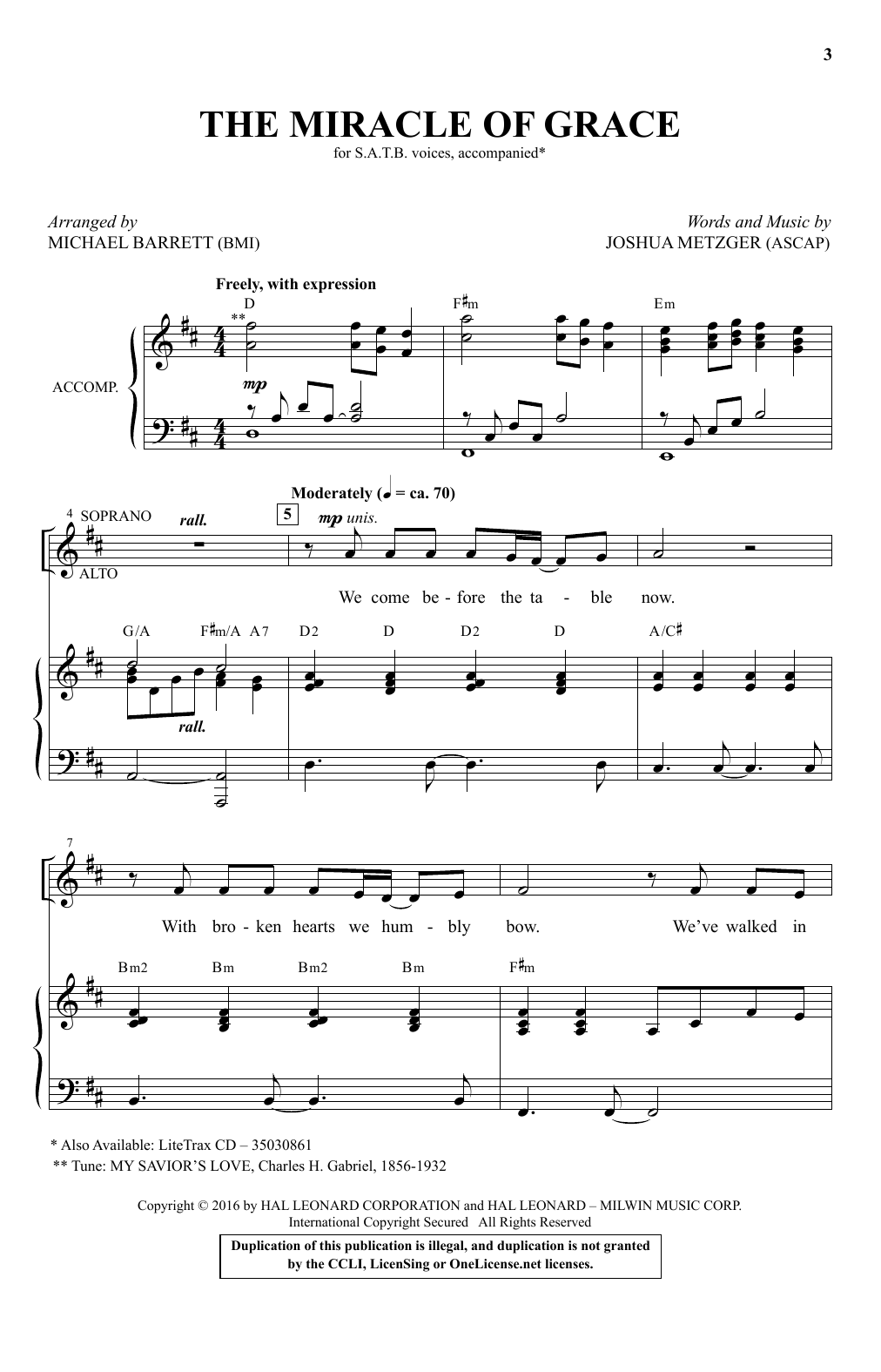 The Miracle Of Grace (SATB Choir) von Michael Barrett