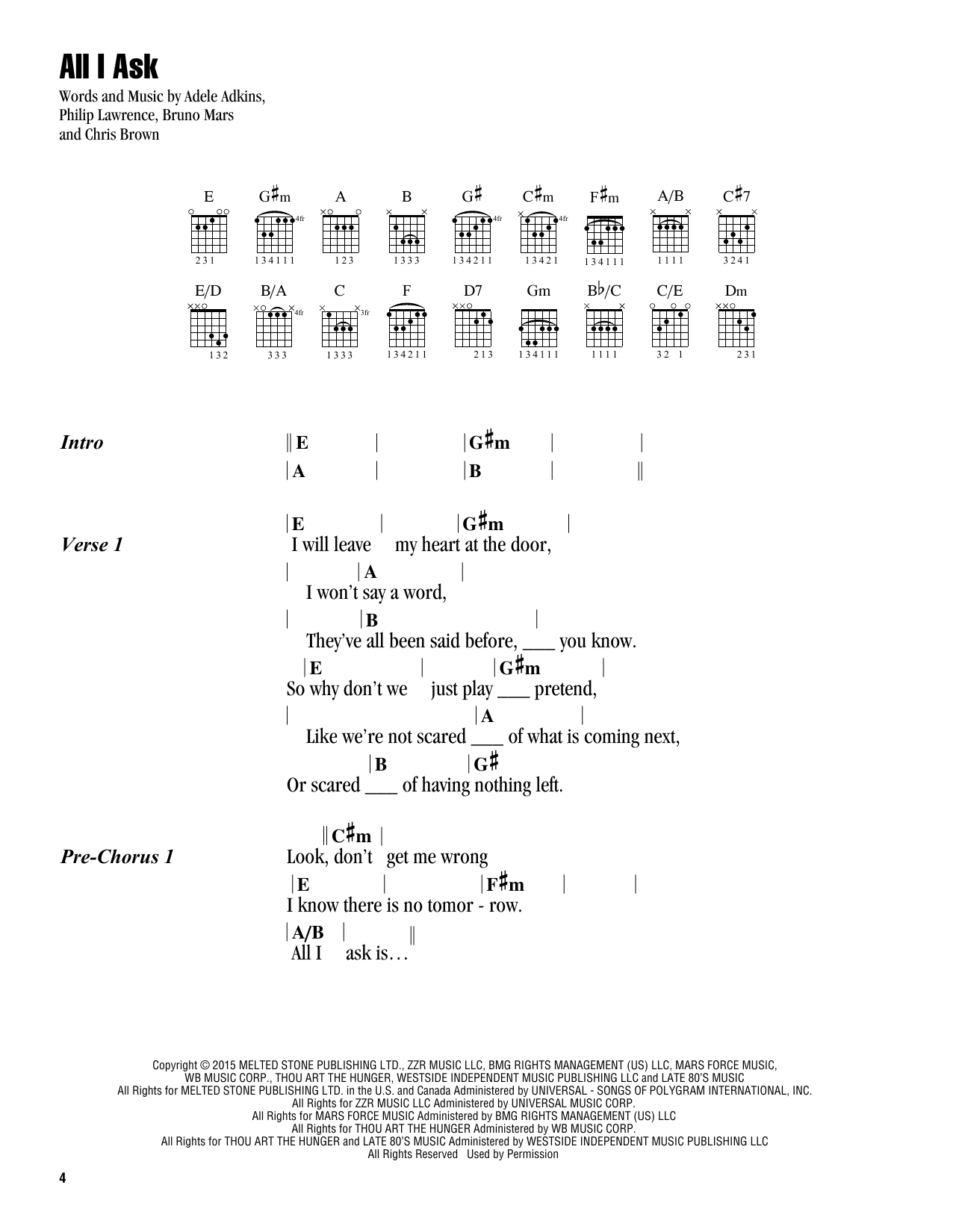 All I Ask (Guitar Chords/Lyrics) von Adele