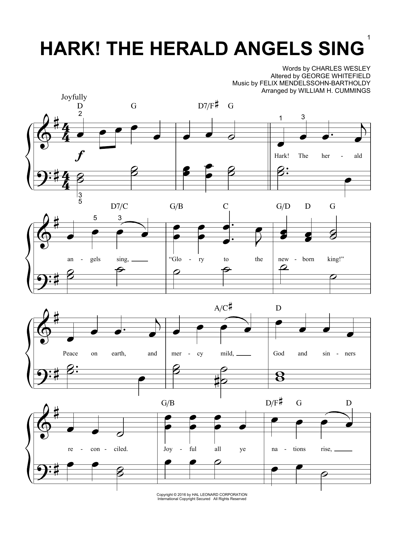 Hark! The Herald Angels Sing (Big Note Piano) von Felix Mendelssohn-Bartholdy
