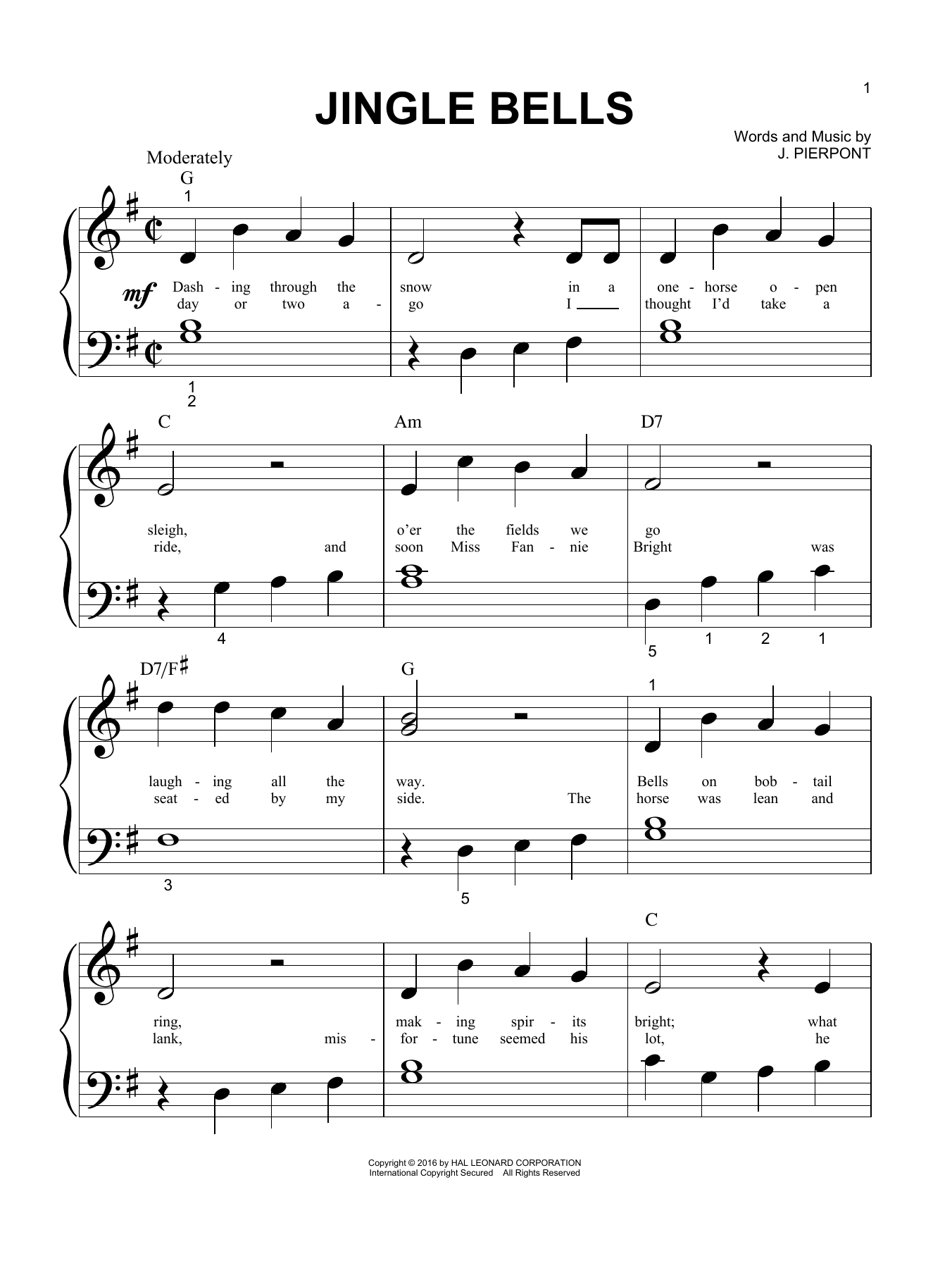 Jingle Bells (Big Note Piano) von J. Pierpont