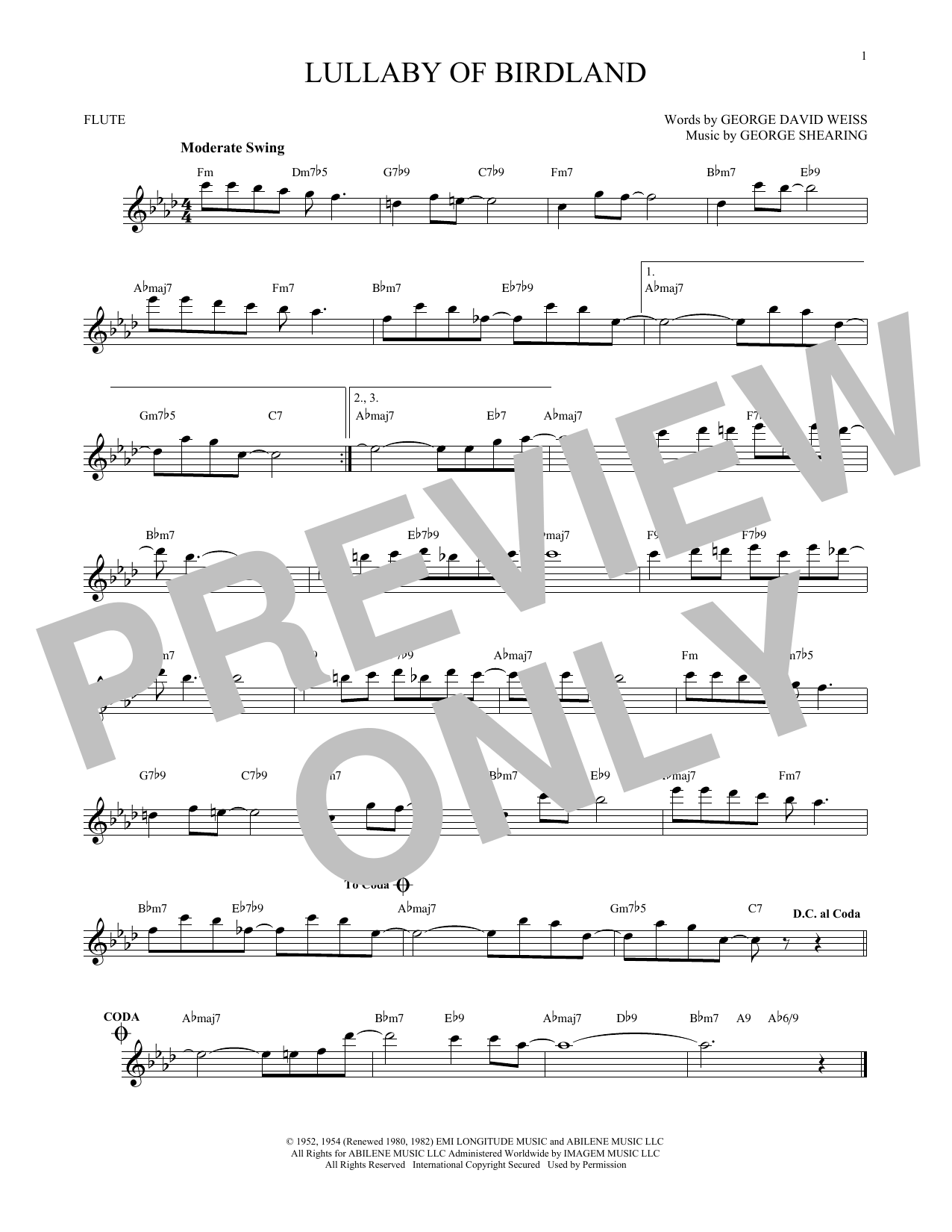 Lullaby Of Birdland (Flute Solo) von George Shearing