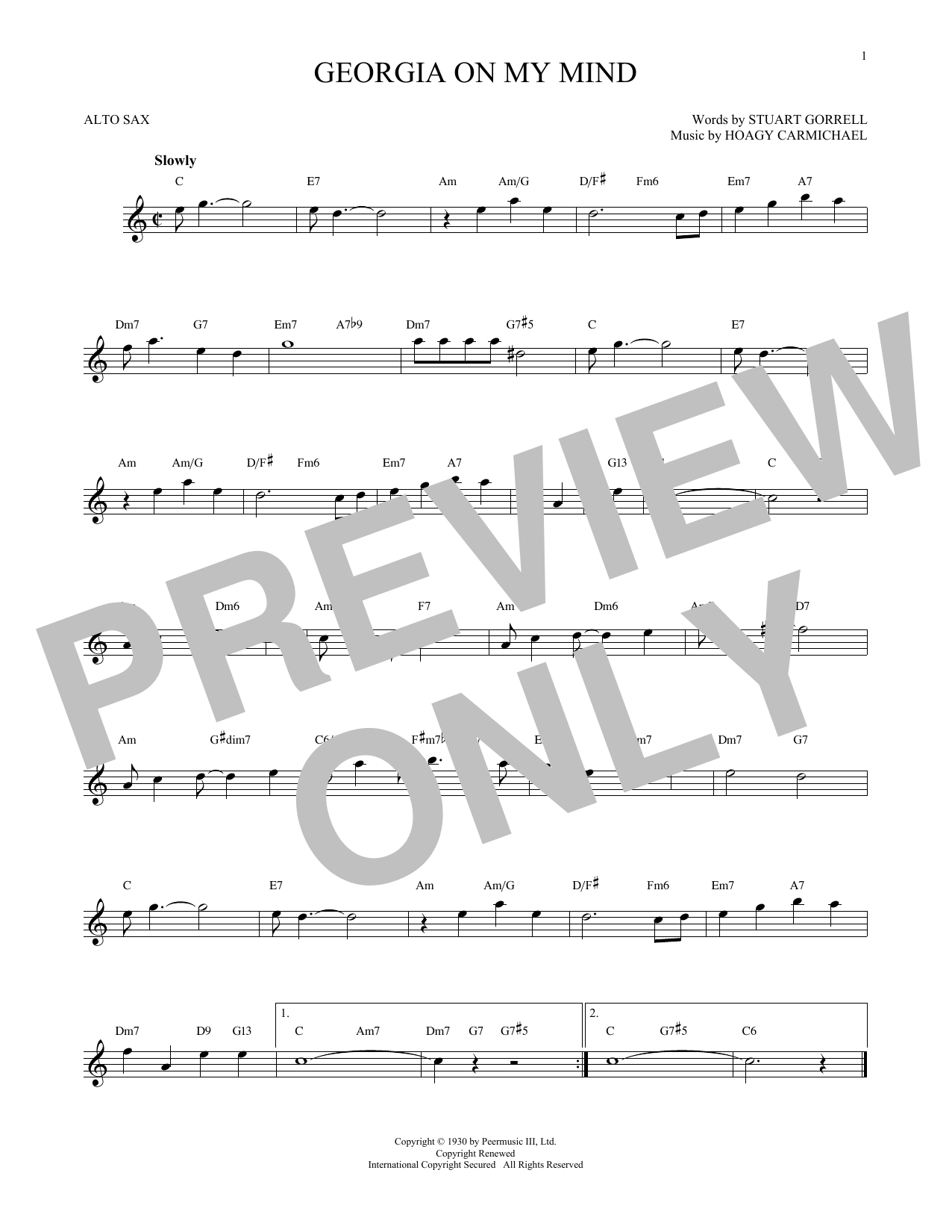 Georgia On My Mind (Alto Sax Solo) von Hoagy Carmichael