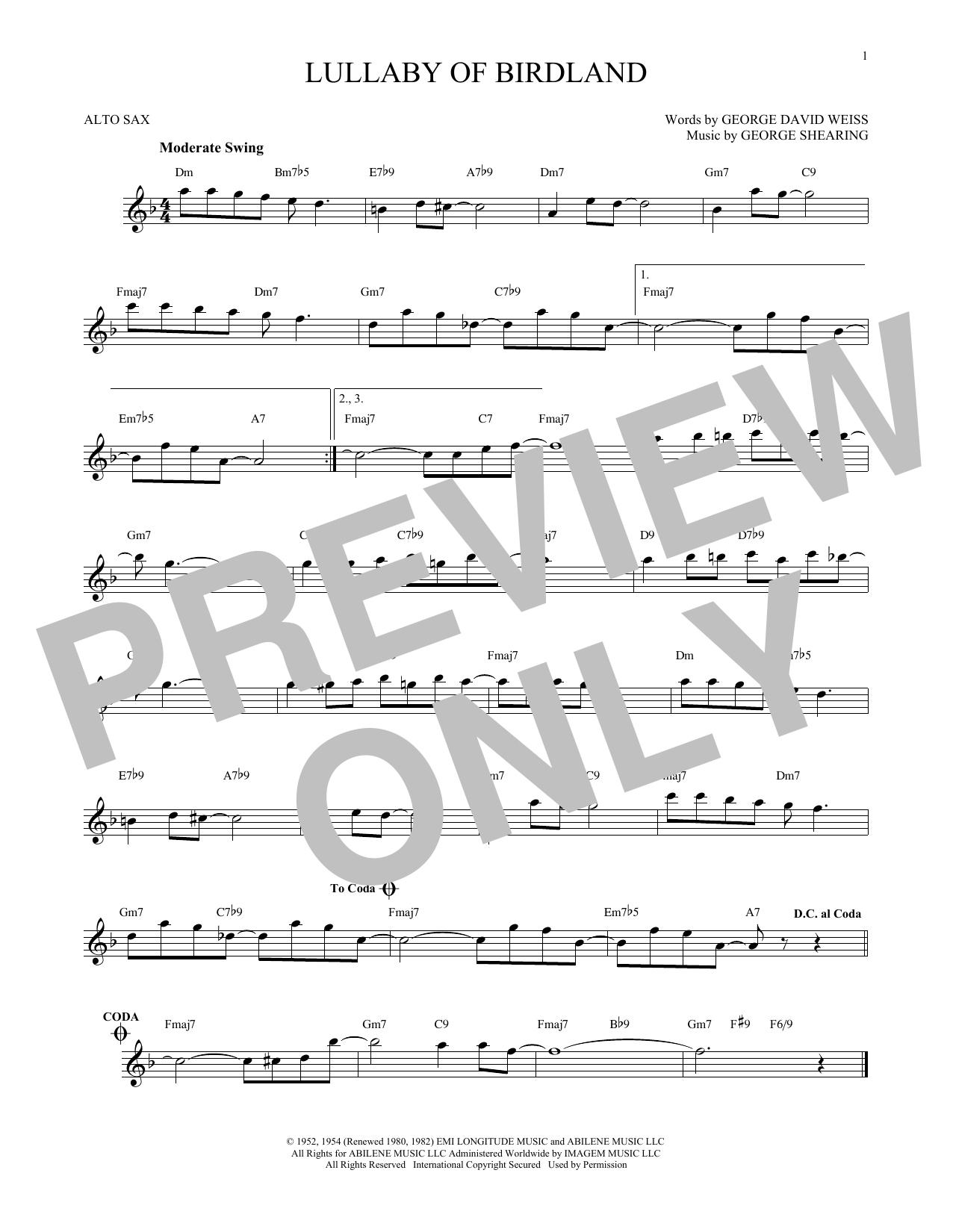 Lullaby Of Birdland (Alto Sax Solo) von George Shearing