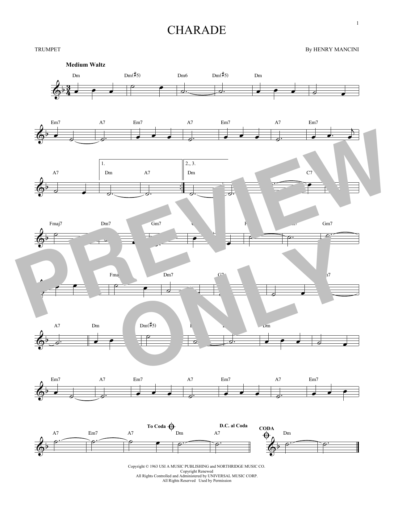 Charade (Trumpet Solo) von Henry Mancini