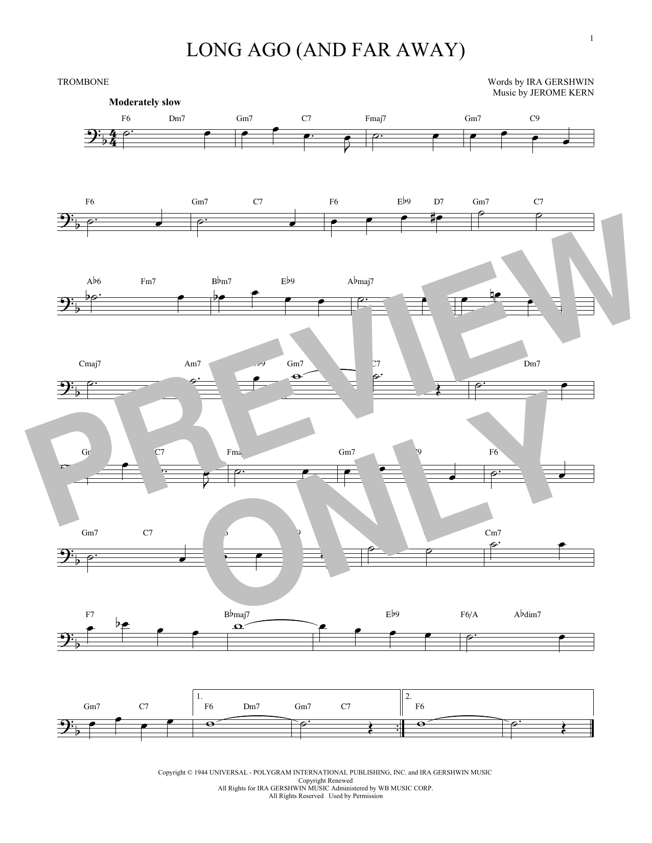 Long Ago (And Far Away) (Trombone Solo) von Jerome Kern