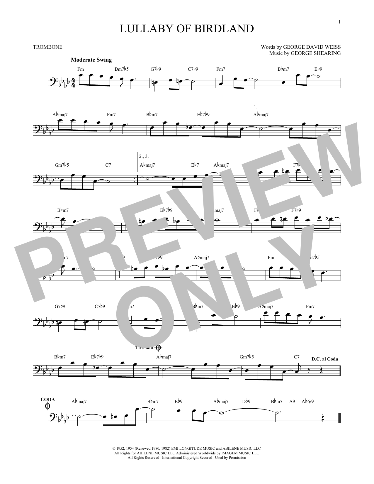 Lullaby Of Birdland (Trombone Solo) von George Shearing