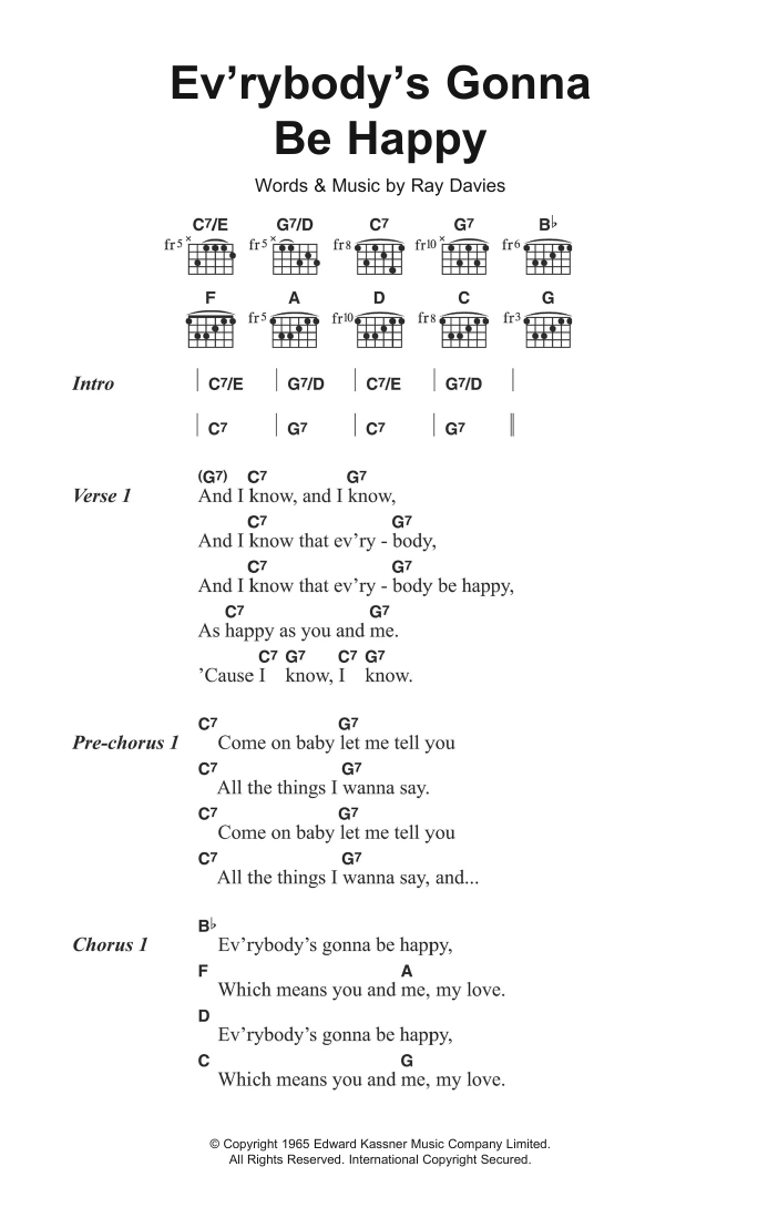 Ev'rybody's Gonna Be Happy (Guitar Chords/Lyrics) von The Kinks