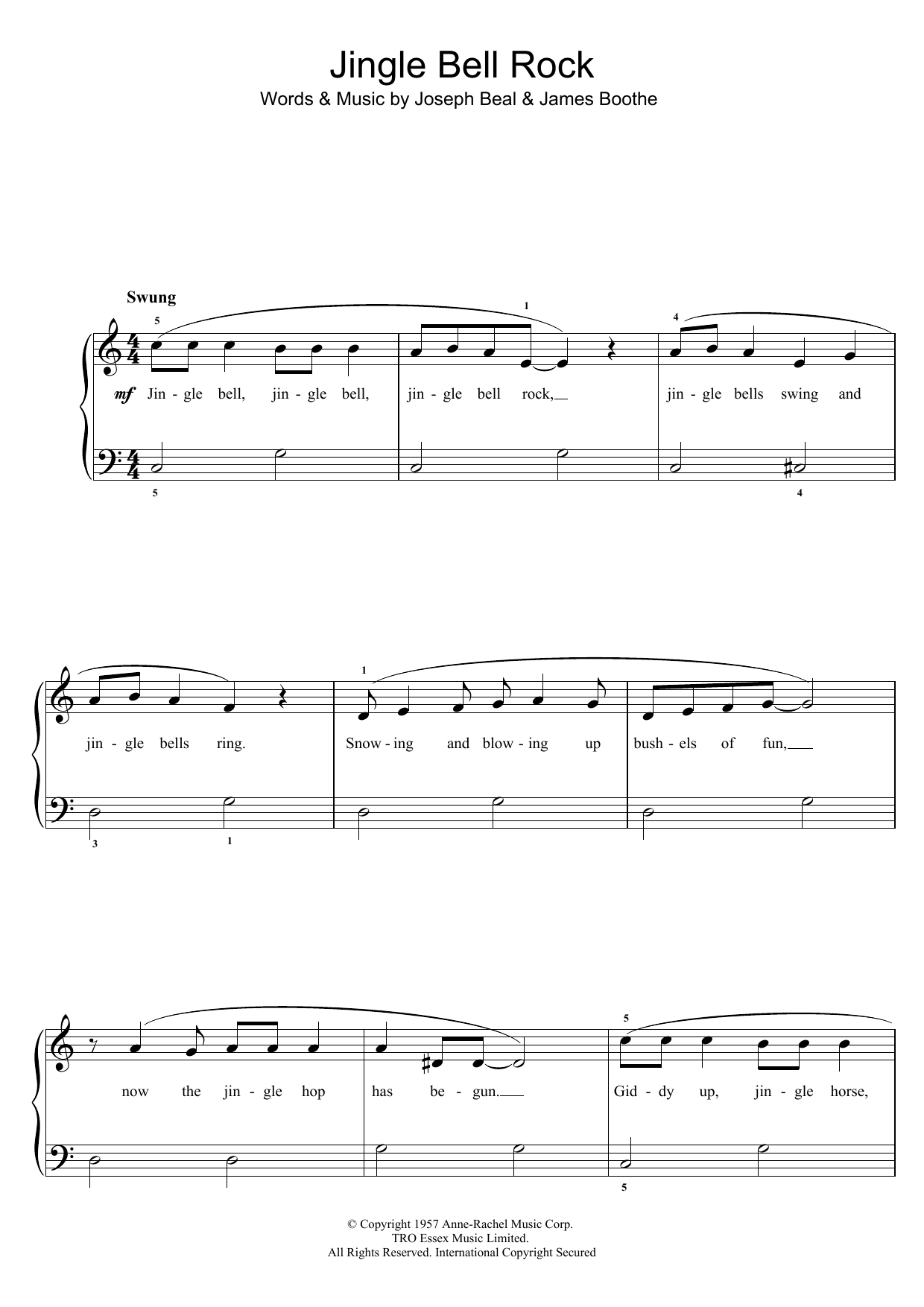 Jingle Bell Rock (Piano, Vocal & Guitar Chords) von Chubby Checker