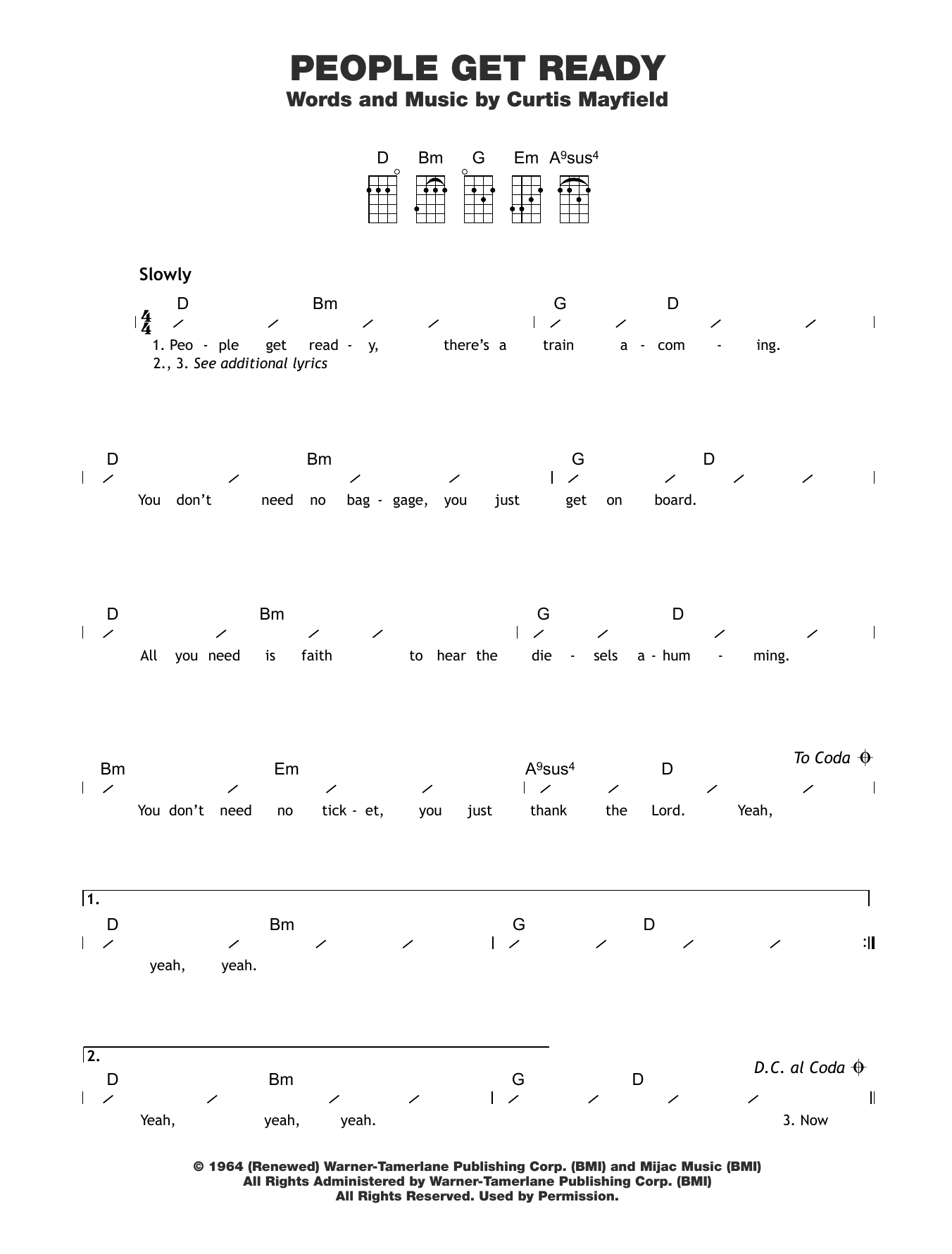 People Get Ready (Ukulele Chords/Lyrics) von Curtis Mayfield