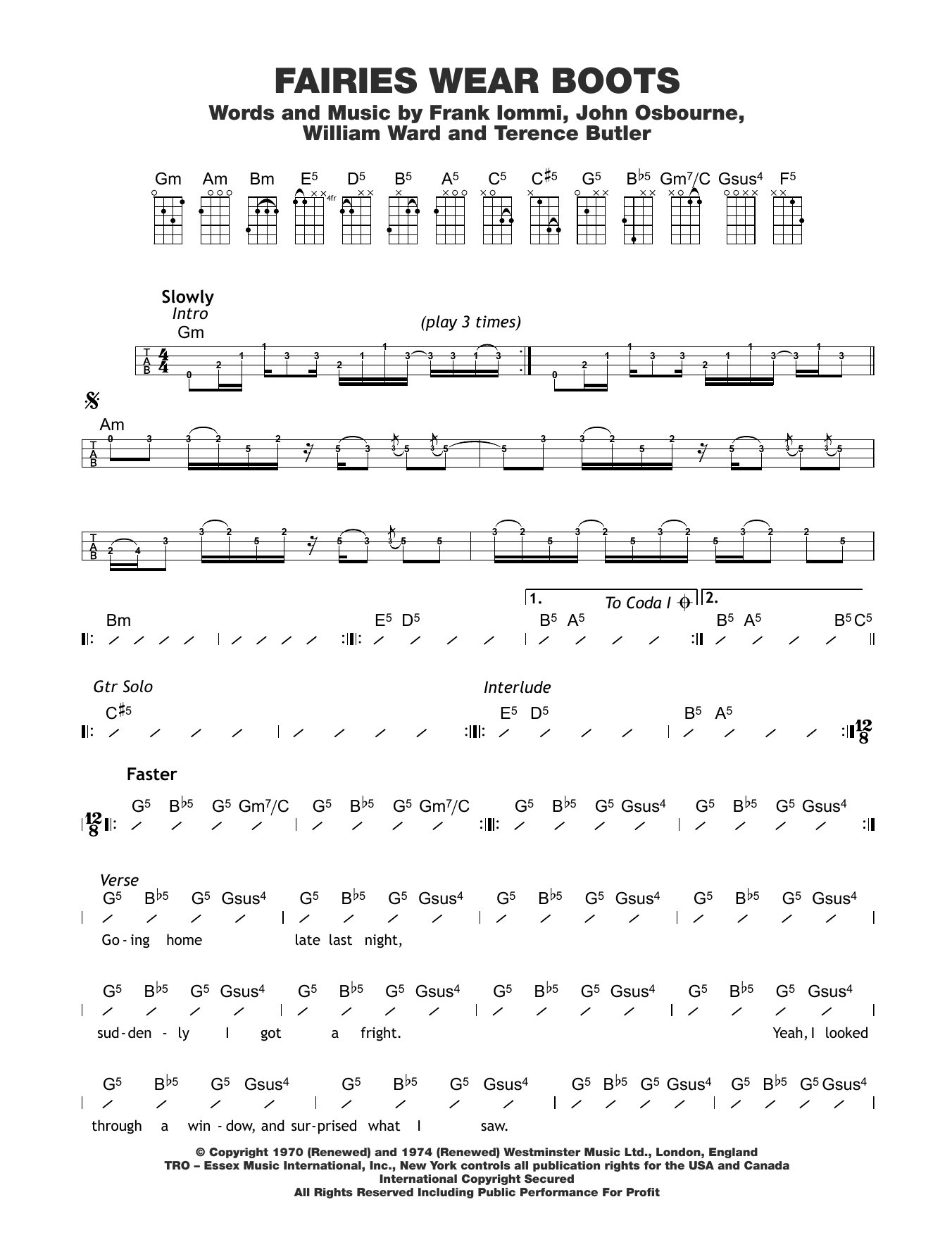 Fairies Wear Boots (Ukulele Chords/Lyrics) von Black Sabbath