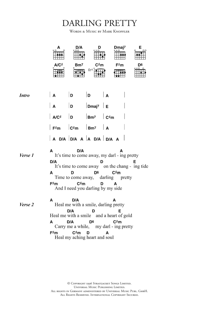 Darling Pretty (Guitar Chords/Lyrics) von Mark Knopfler
