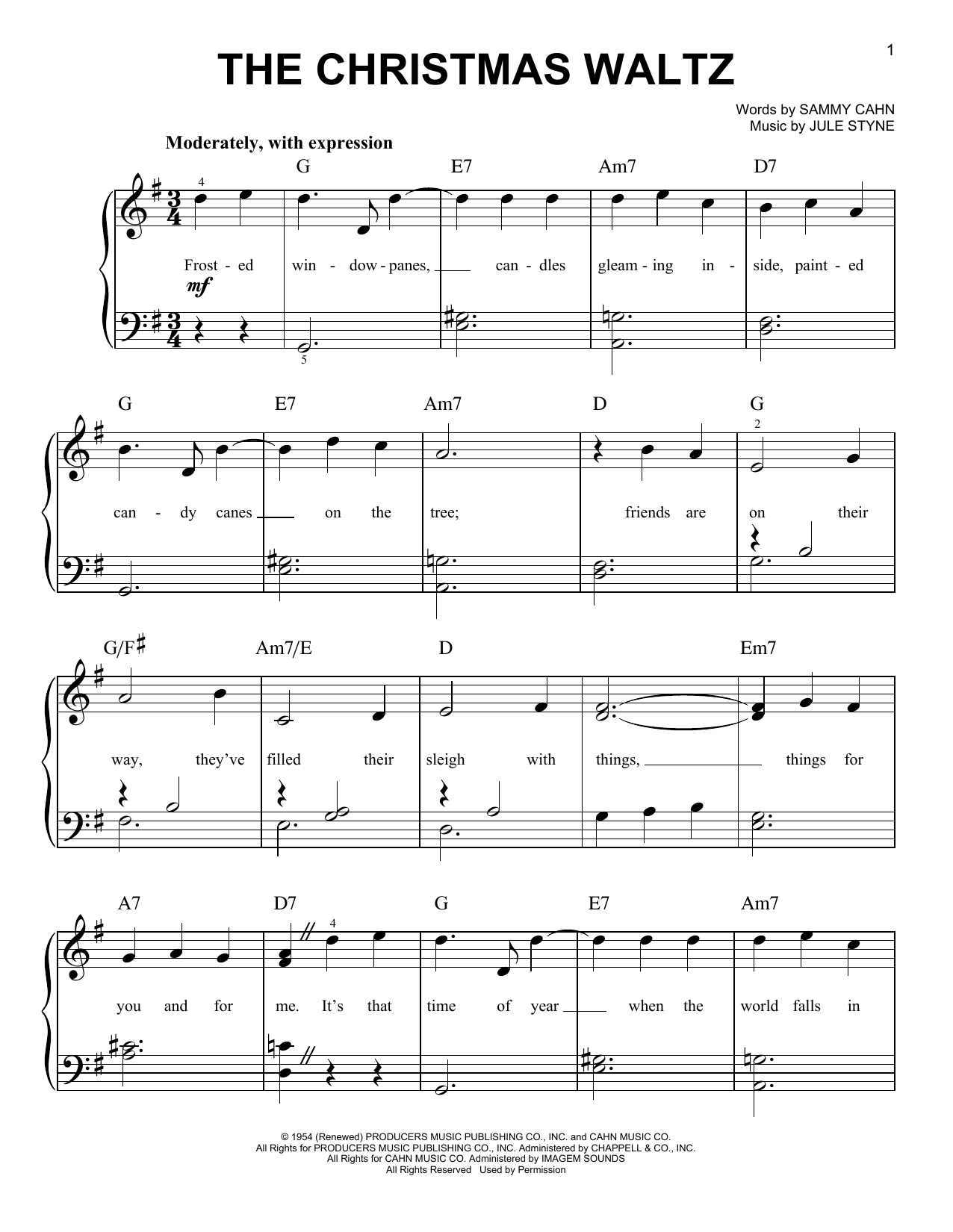 The Christmas Waltz (Easy Piano) von Sammy Cahn