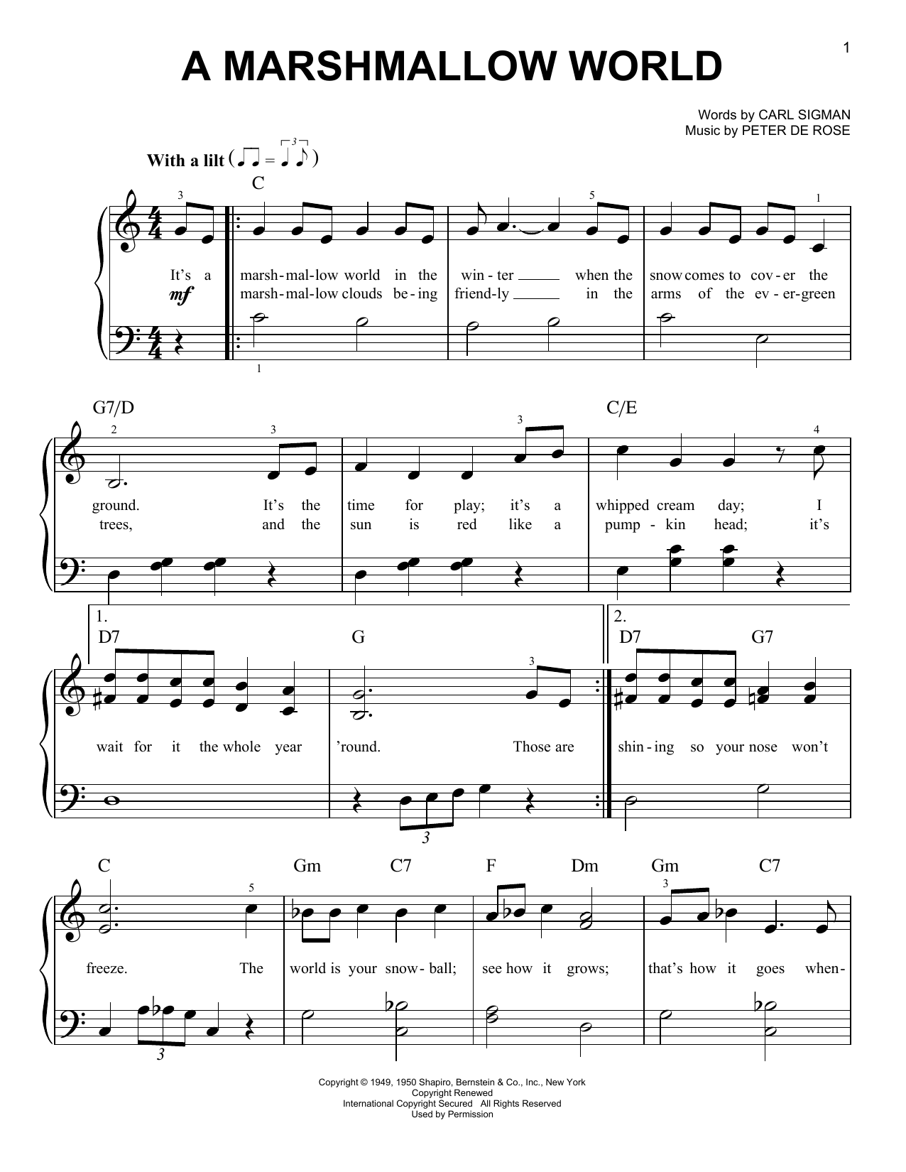 A Marshmallow World (Very Easy Piano) von Peter De Rose