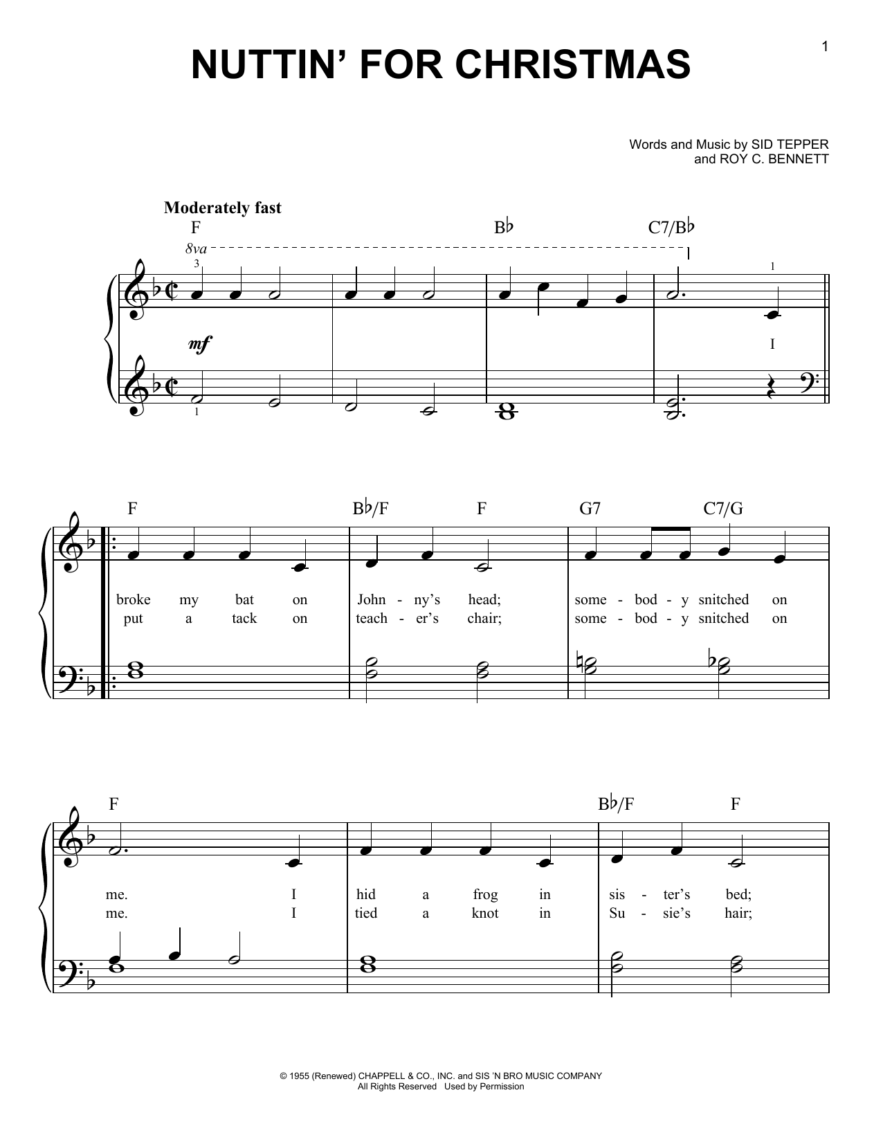 Nuttin' For Christmas (Easy Piano) von Roy C. Bennett