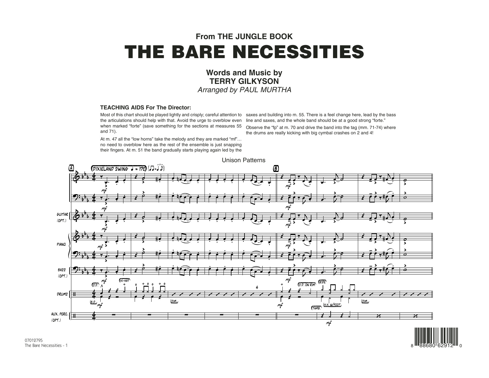 The Bare Necessities (from The Jungle Book) - Conductor Score (Full Score) (Jazz Ensemble) von Paul Murtha