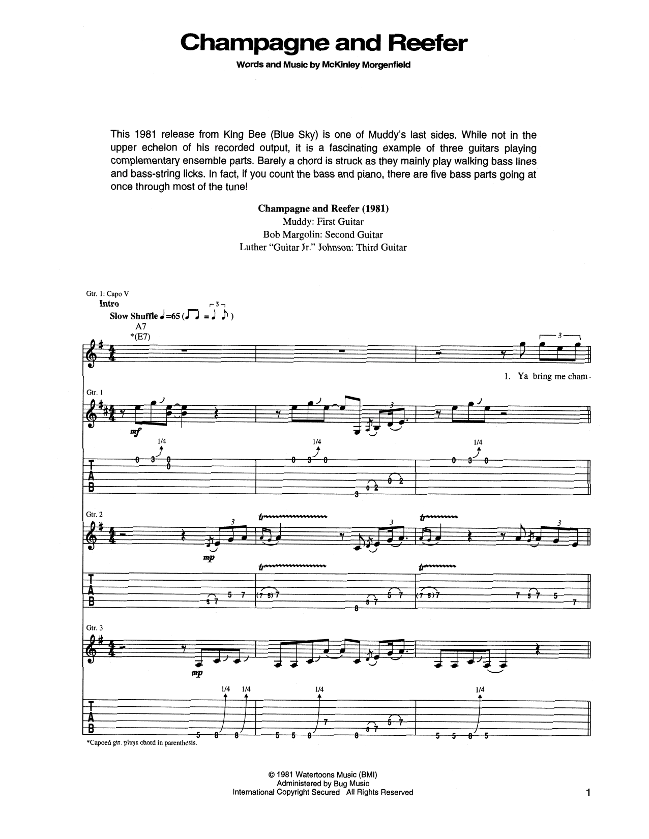 Champagne And Reefer (Guitar Tab) von Muddy Waters