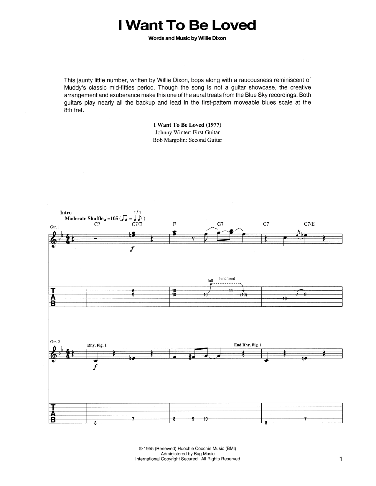 I Want To Be Loved (Guitar Tab) von Muddy Waters