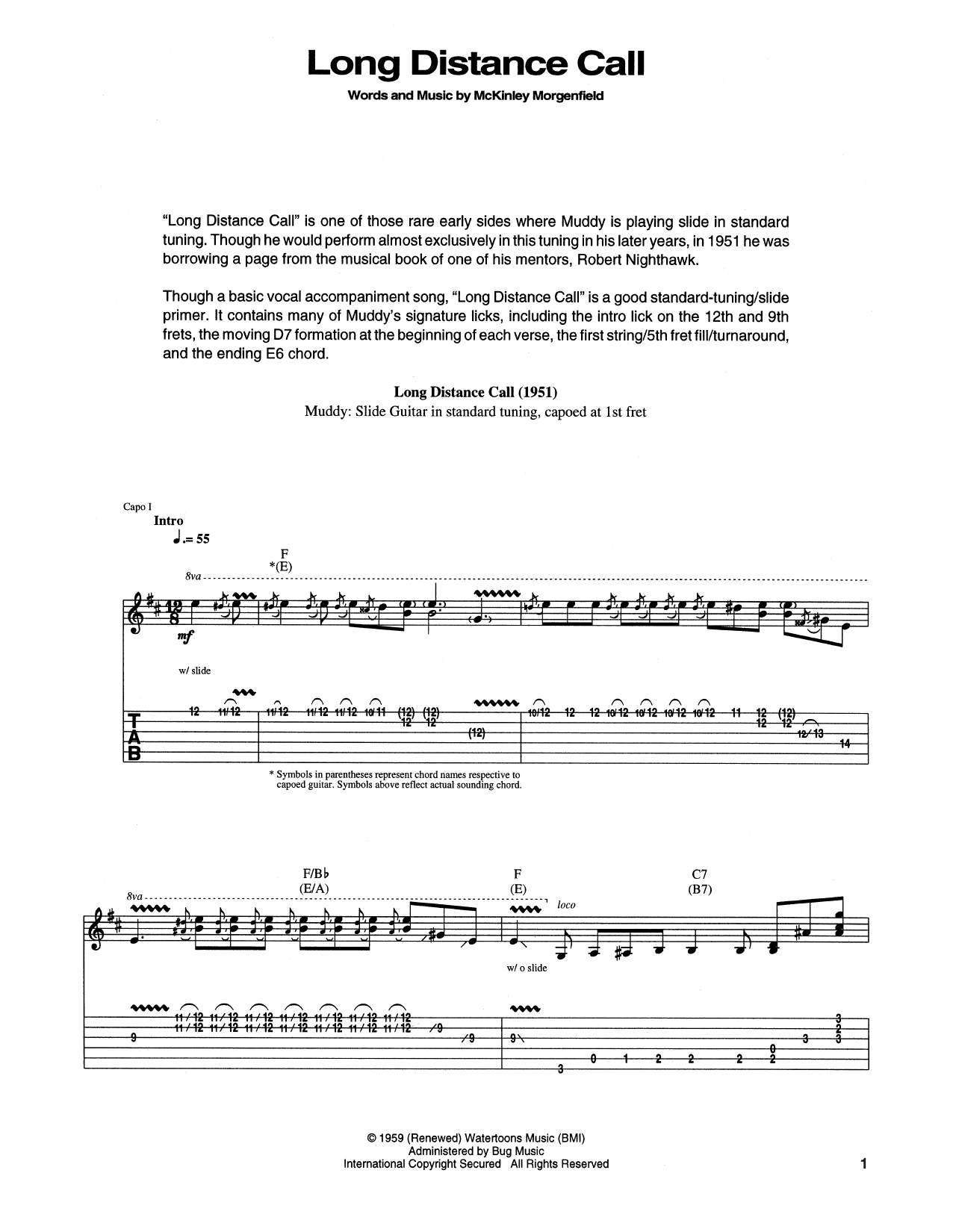 Long Distance Call (Guitar Tab) von Muddy Waters