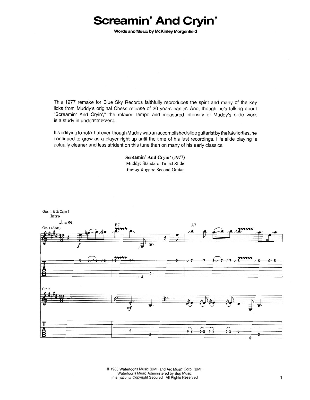 Screamin' And Cryin' (Guitar Tab) von Muddy Waters