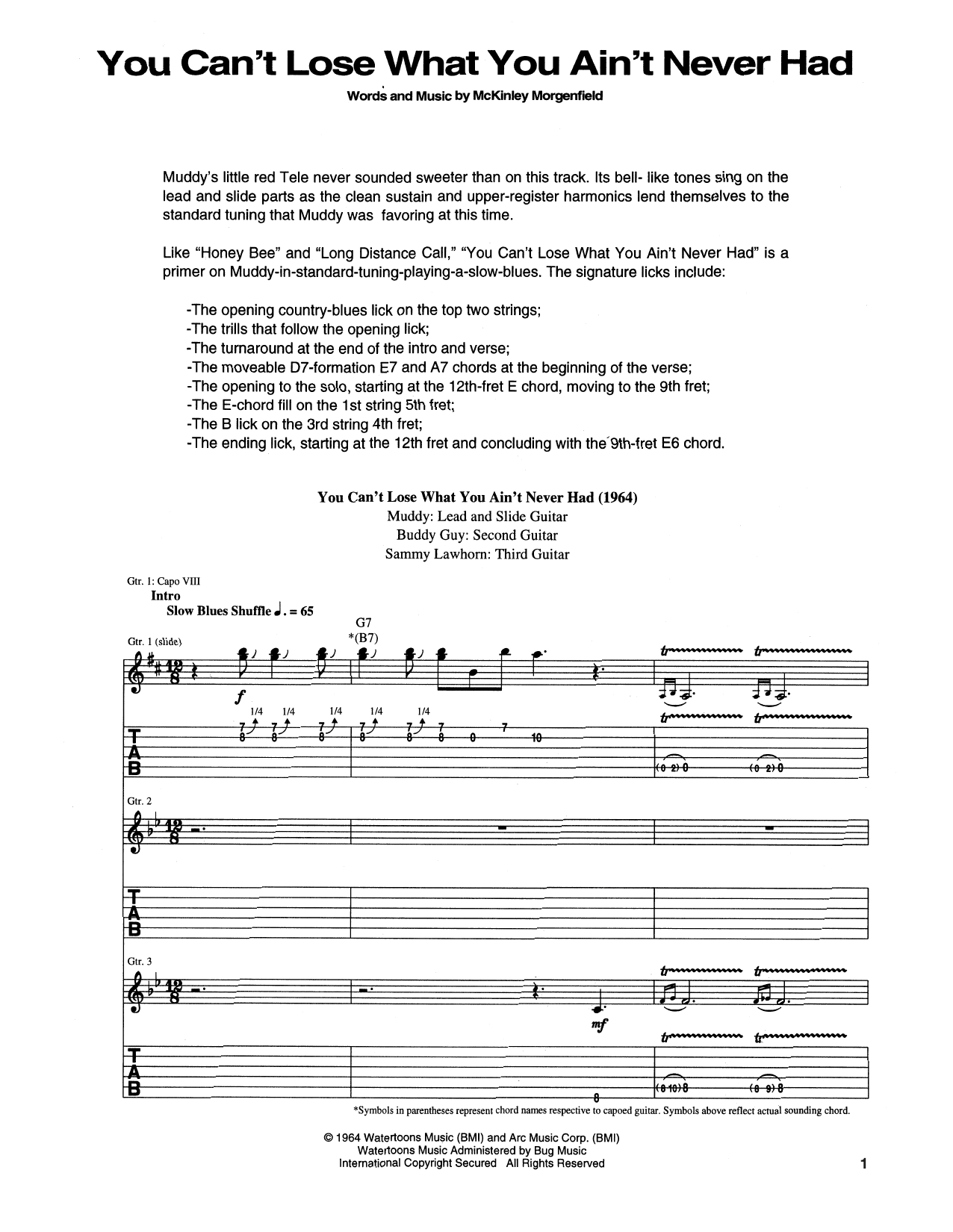 You Can't Lose What You Ain't Never Had (Guitar Tab) von Muddy Waters