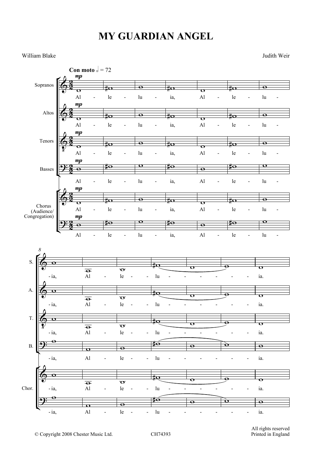 My Guardian Angel (SATB Choir) von Judith Weir