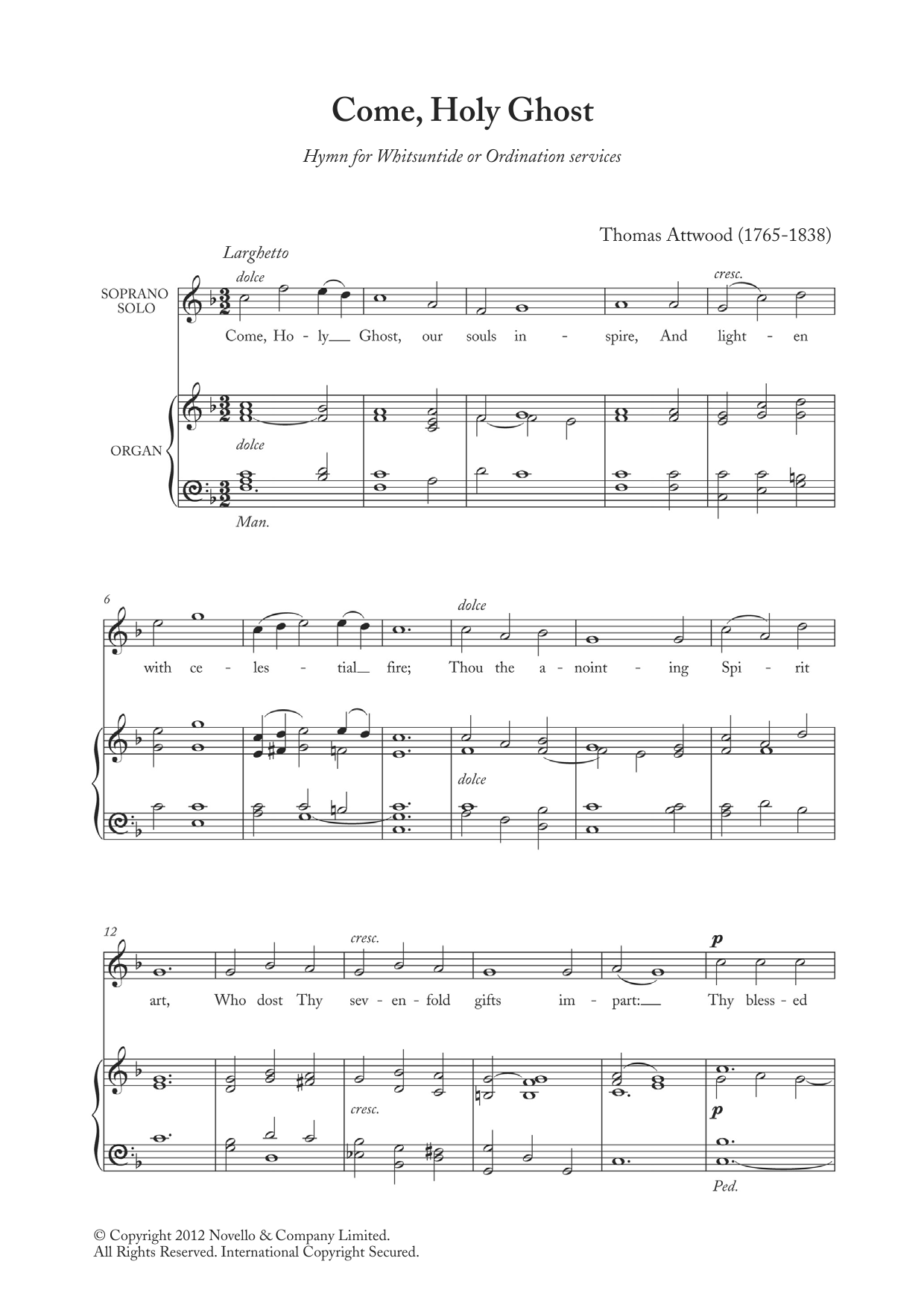 Come, Holy Ghost (Choir) von Thomas Attwood