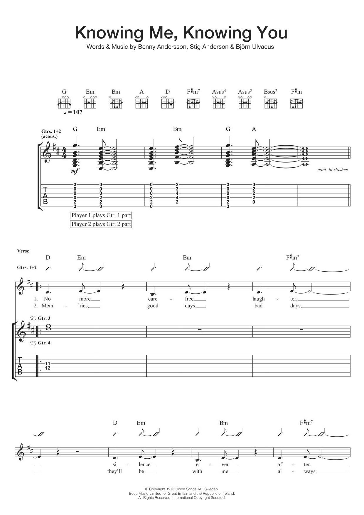 Knowing Me, Knowing You (Guitar Tab) von ABBA