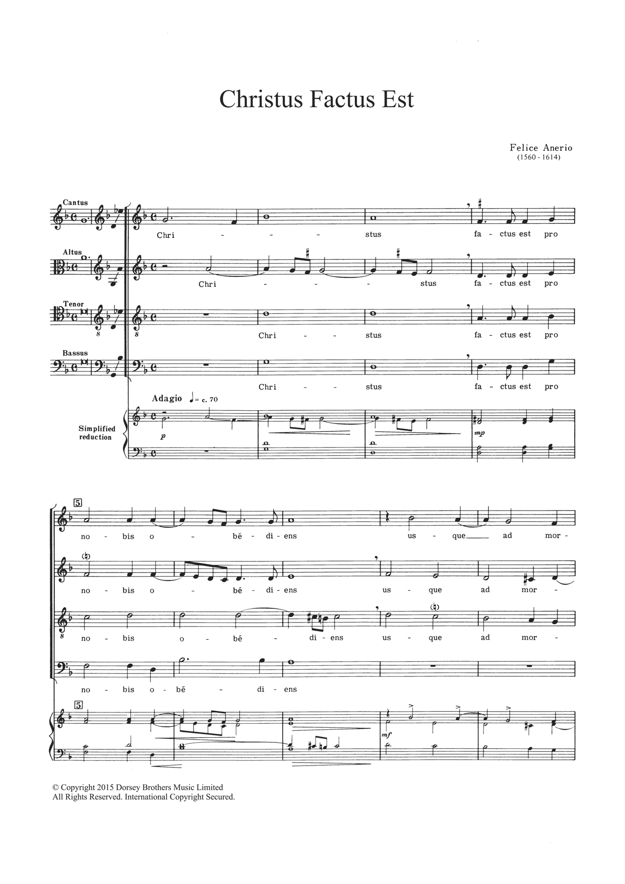 Christus Factus Est (Choir) von Felice Anerio