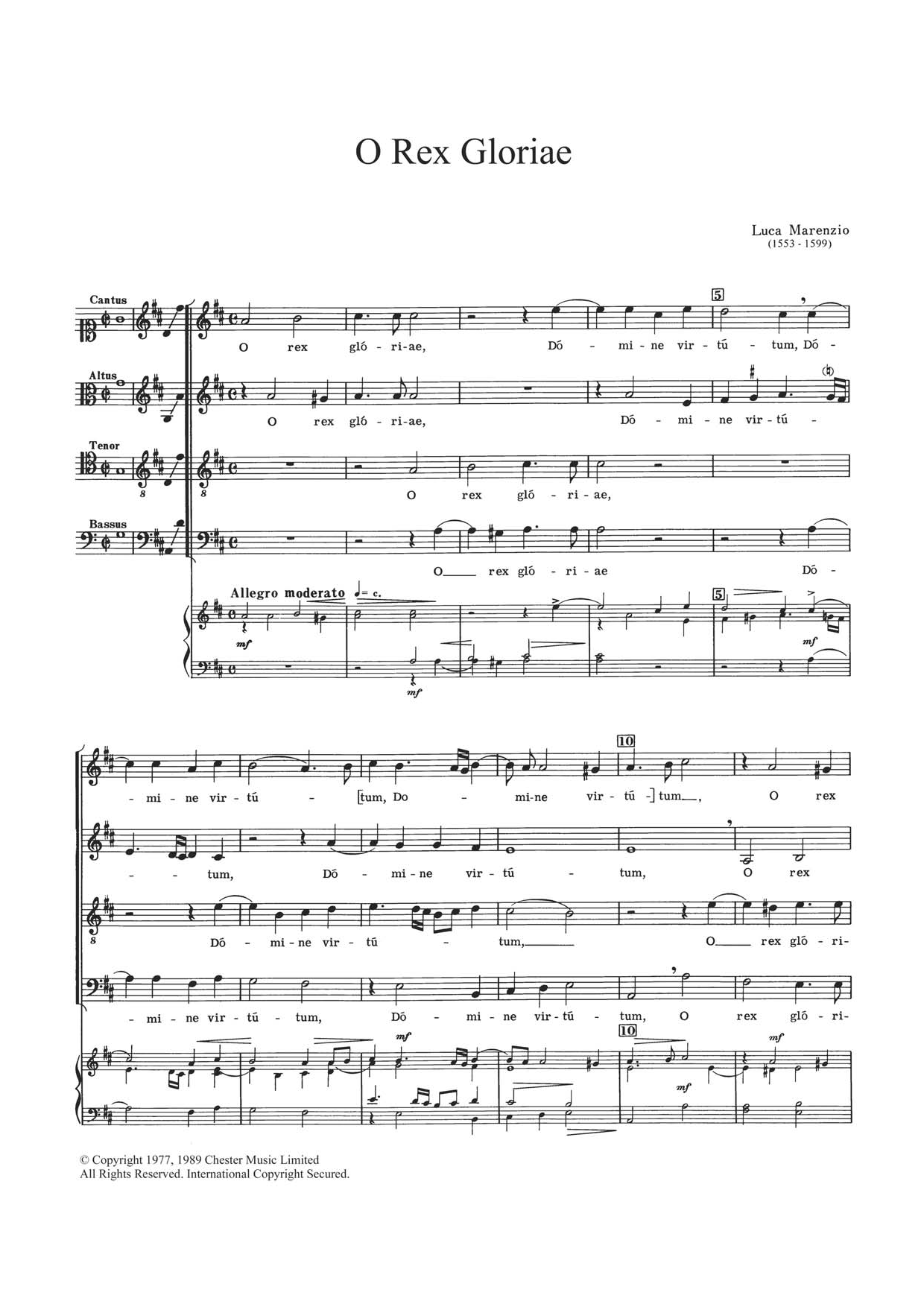 O Rex Gloriae (Choir) von Luca Marenzio