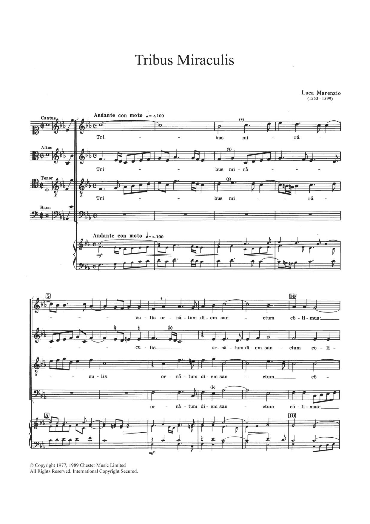 Tribus Miraculis (Choir) von Luca Marenzio