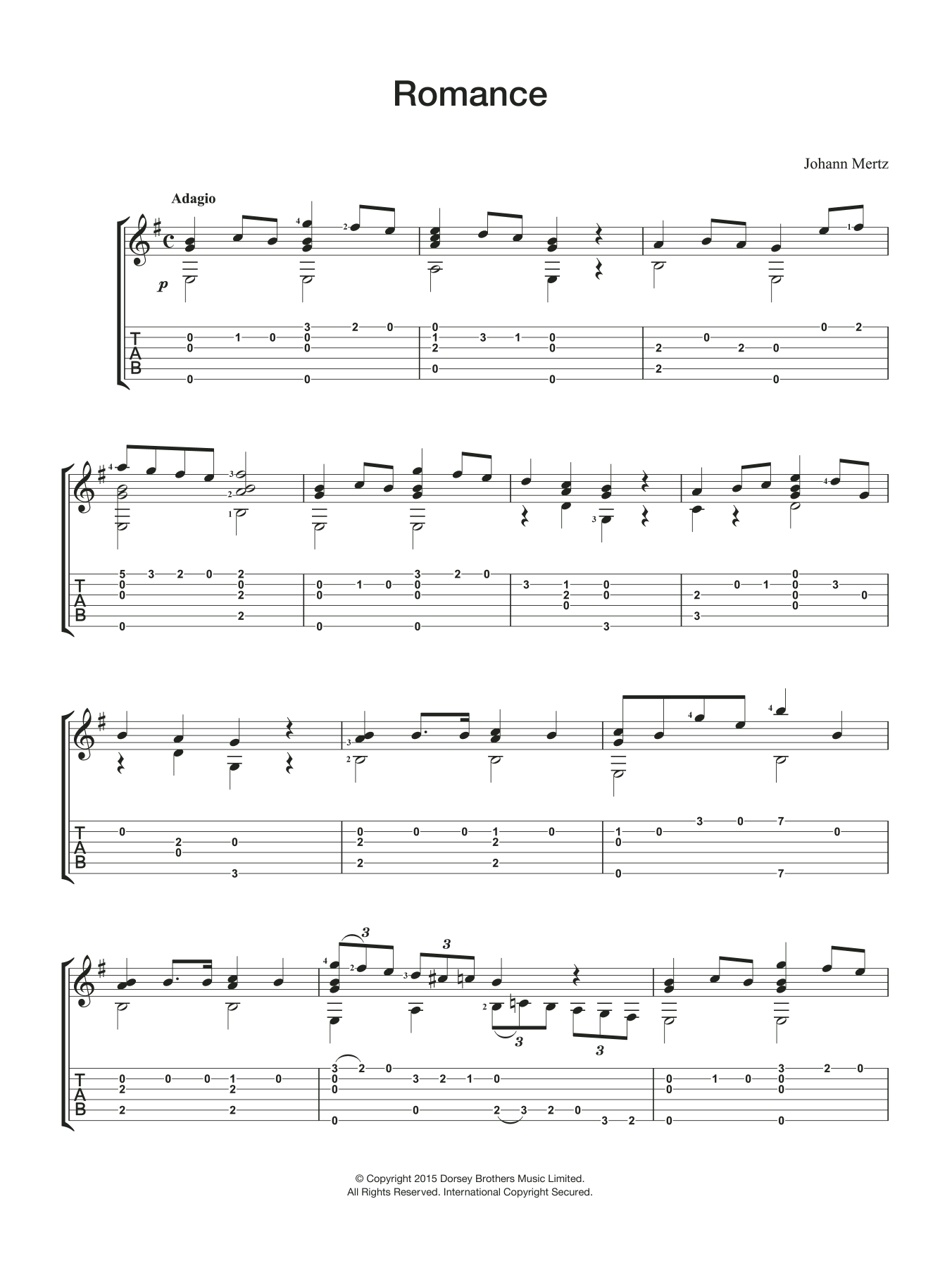 Romance (Easy Guitar) von Johann Kaspar Mertz