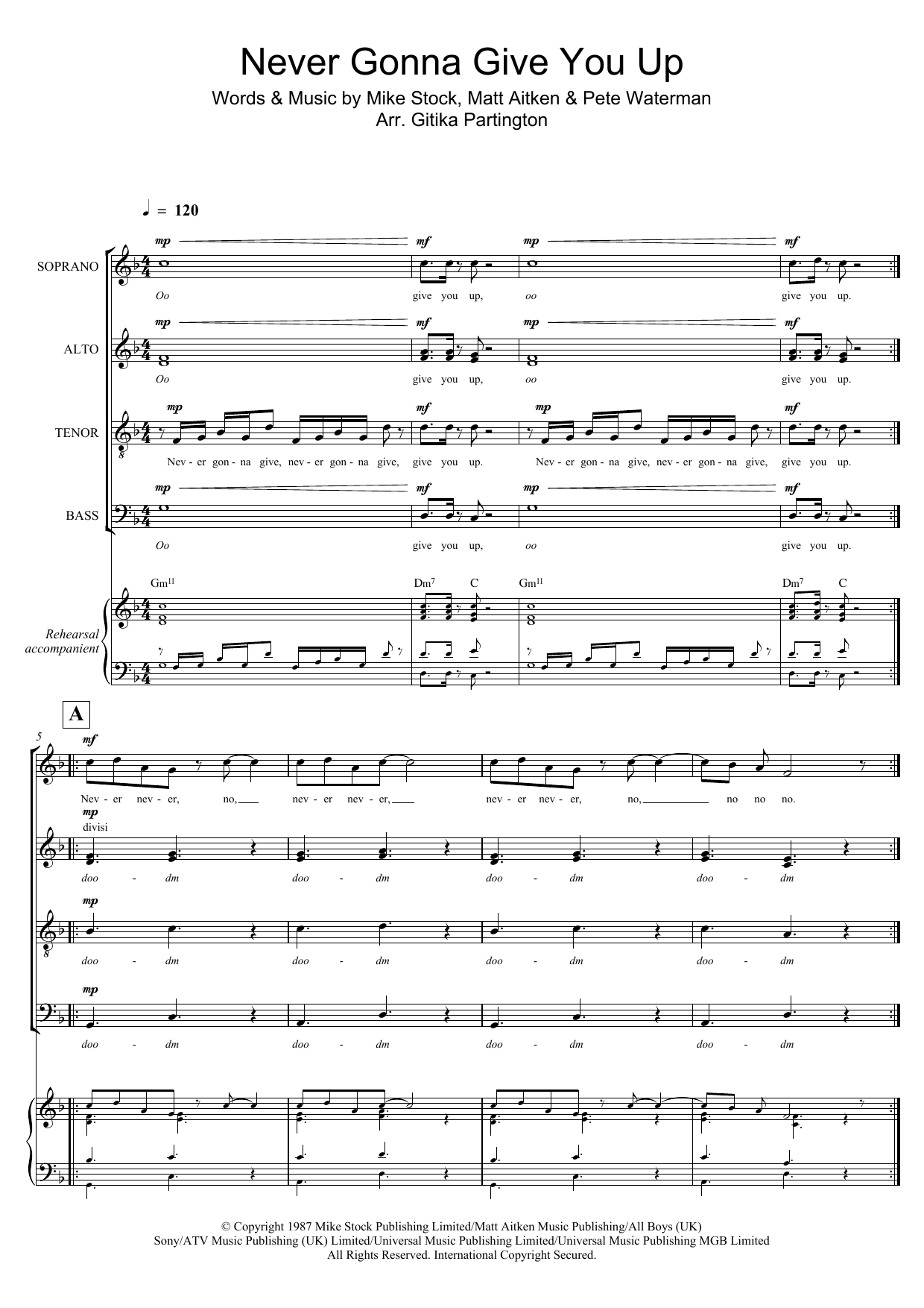 Never Gonna Give You Up (Arr. Gitika Partington) (Choir) von Rick Astley