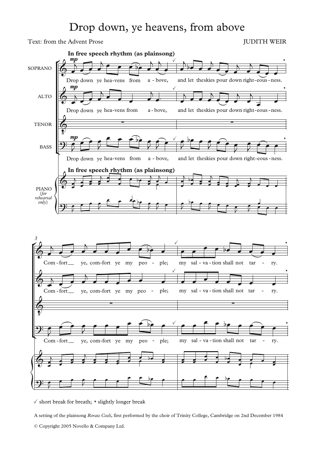 Drop Down Ye Heavens From Above (Choir) von Judith Weir
