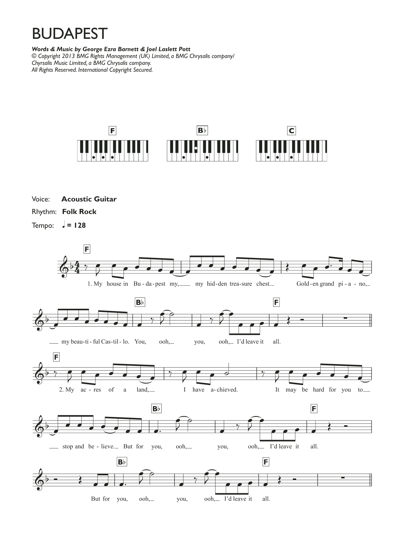 Budapest (Piano Chords/Lyrics) von George Ezra