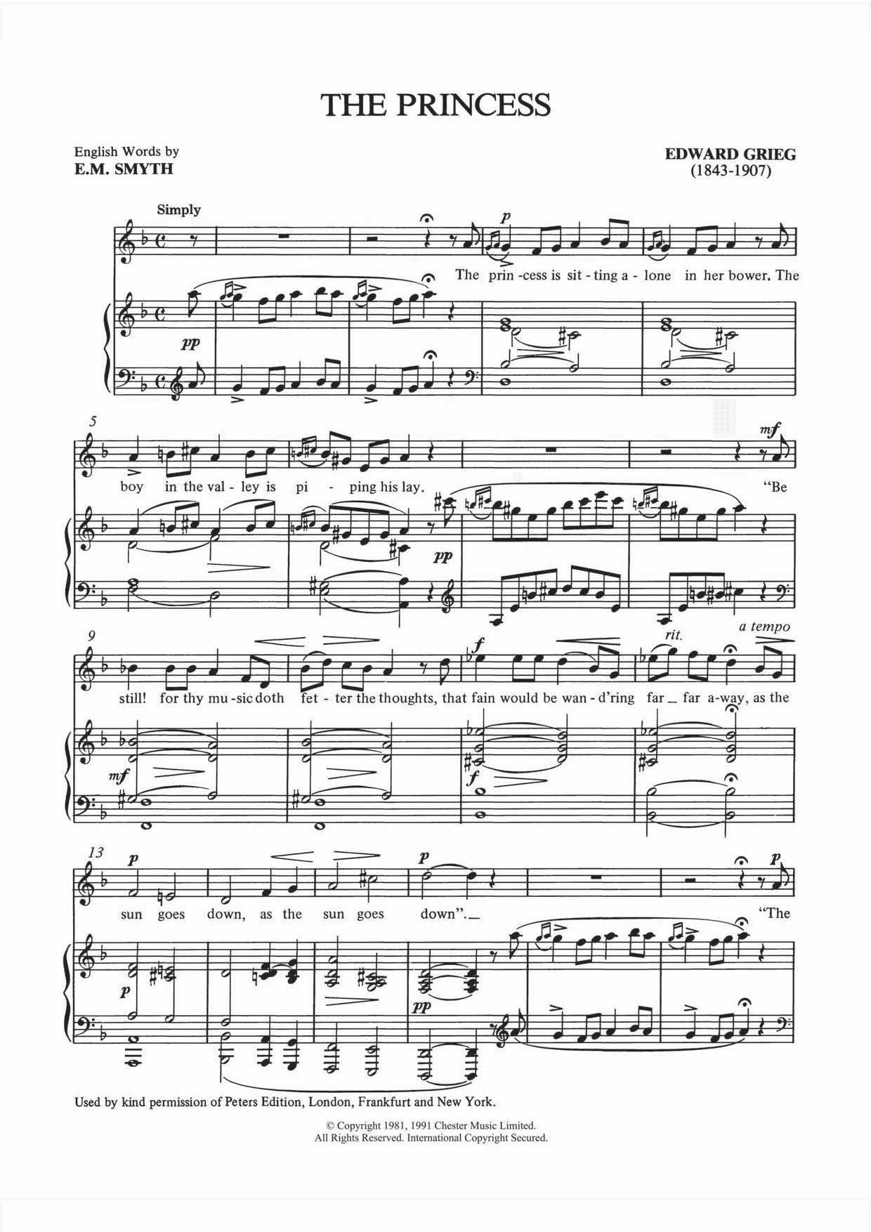 The Princess (Piano & Vocal) von Edvard Grieg